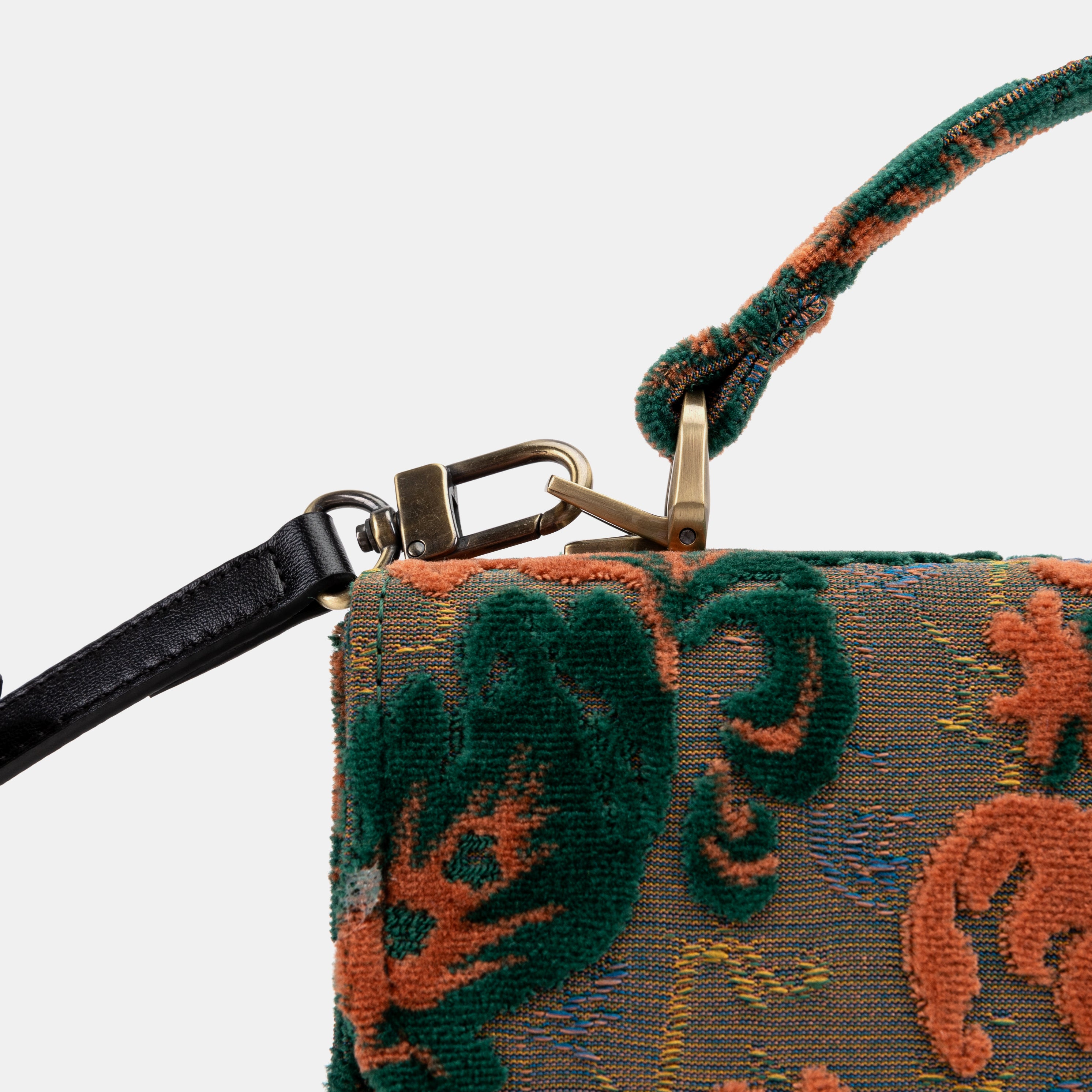 Burnout Velvet Revival Jade Flap Satchel of America clasp