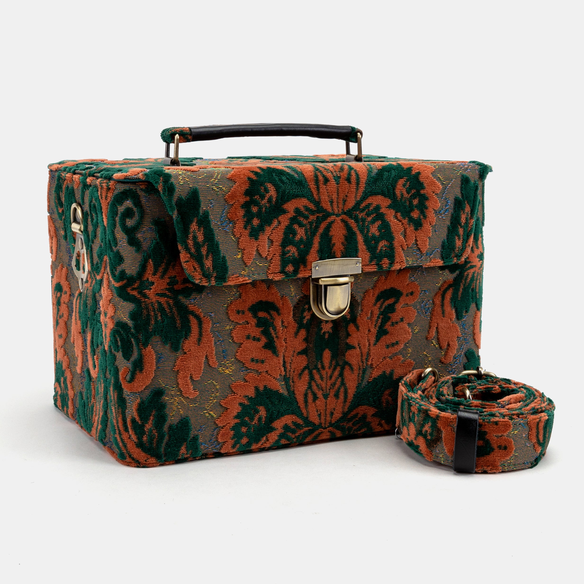 Burnout Velvet Revival Jade Josephine Large Train Case inside