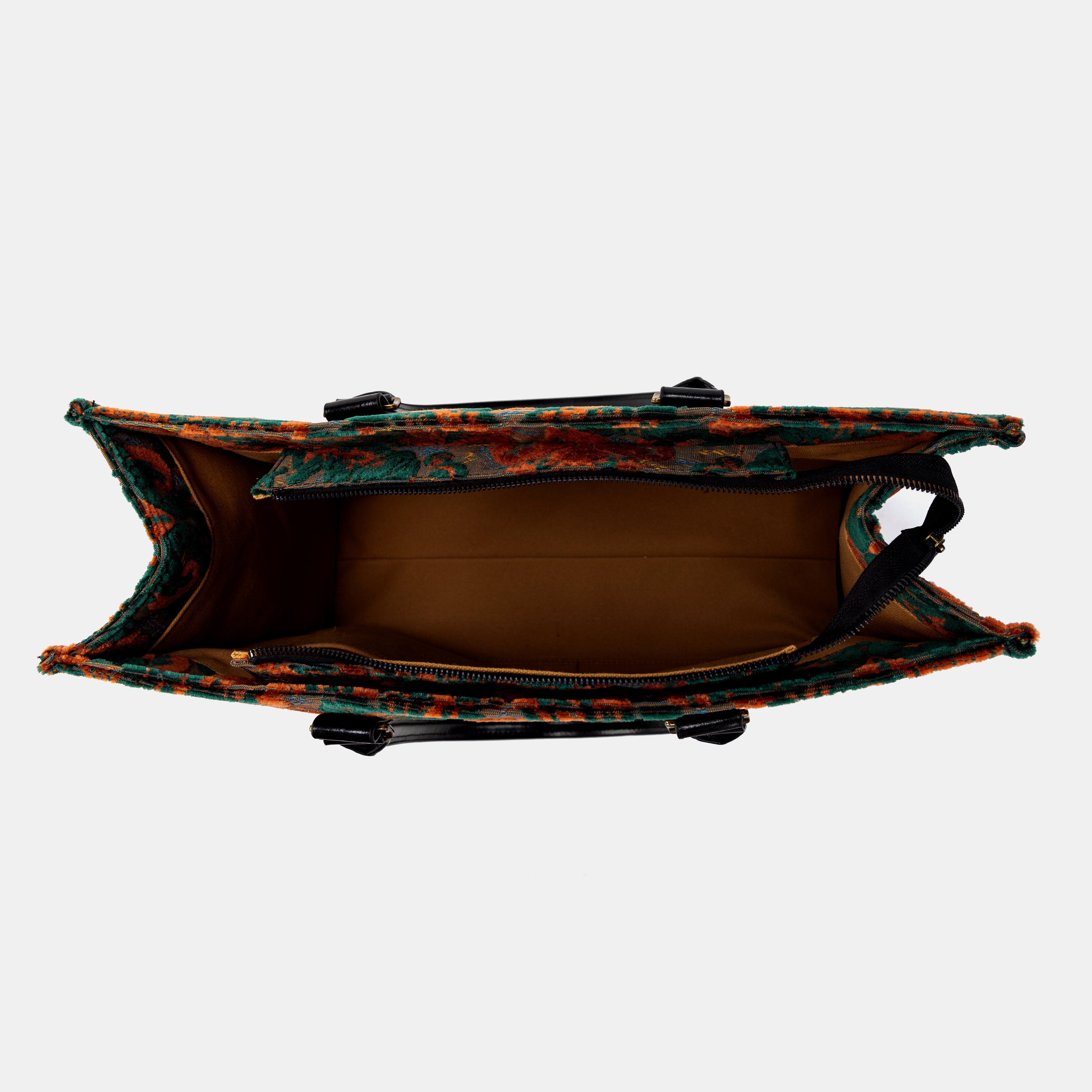 Burnout Velvet Revival Jade Laptop Work Tote of America INSIDE