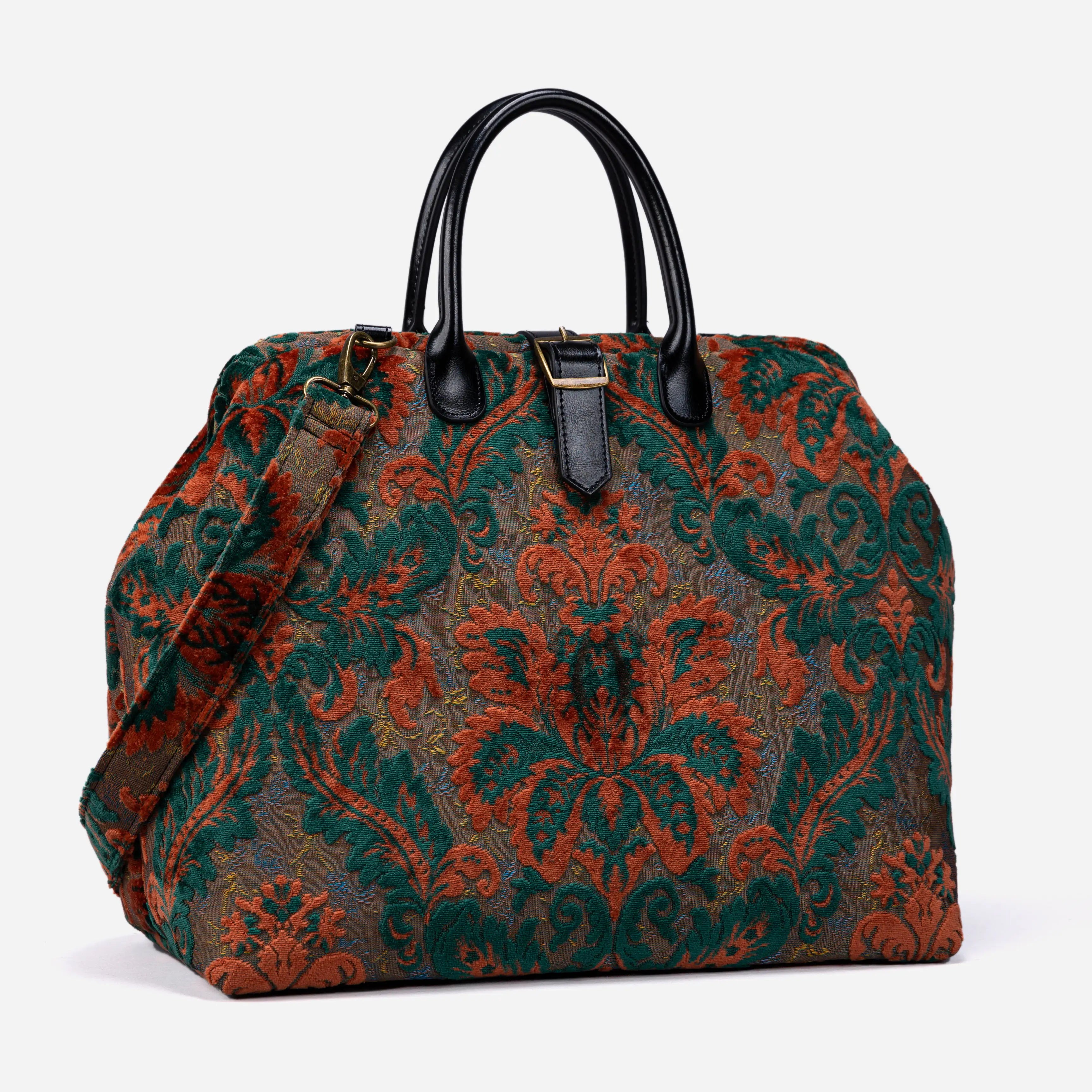 Burnout Velvet Revival Jade Mary Poppins Weekender Carpetbag America front