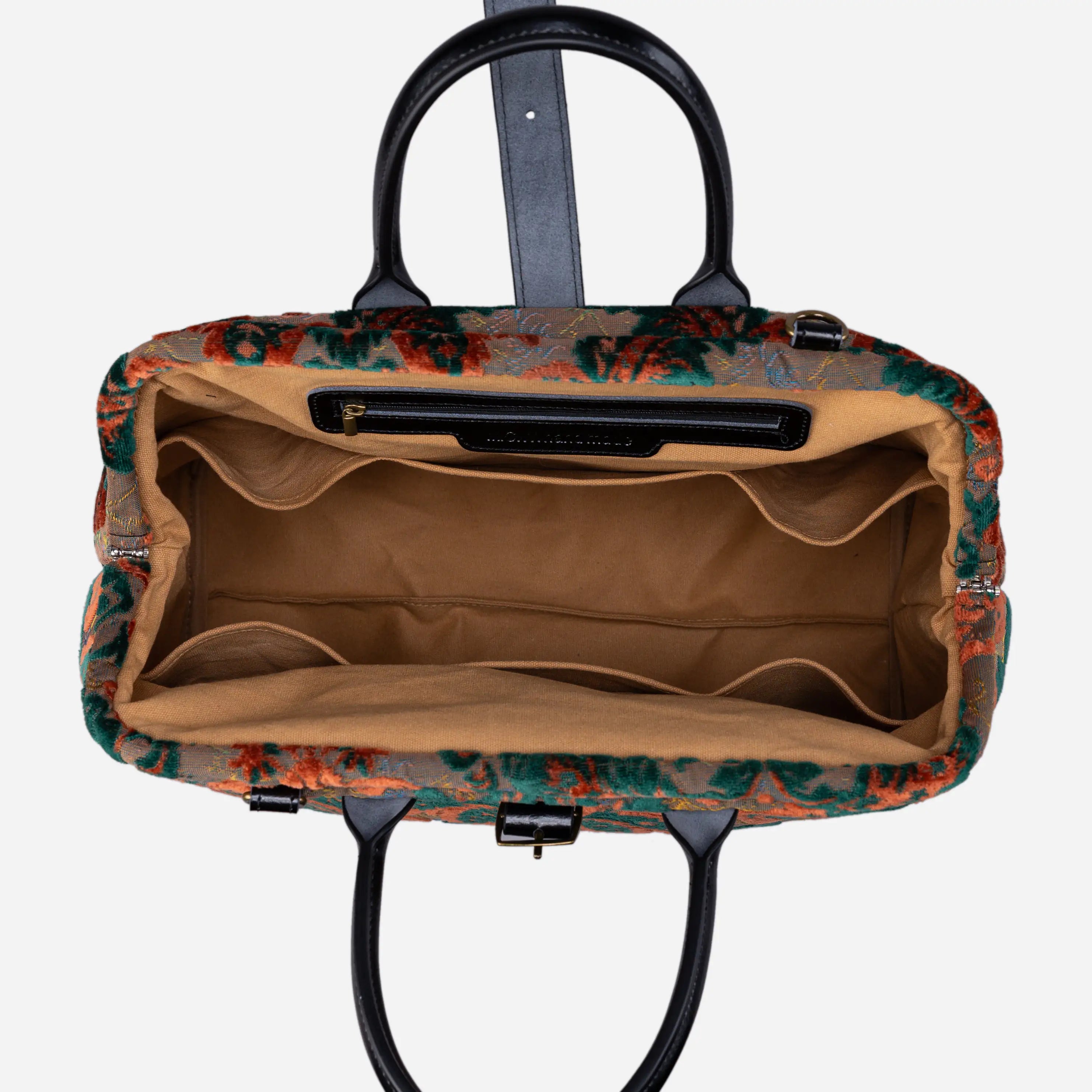 Burnout Velvet Revival Jade Mary Poppins Weekender Carpetbag America inside