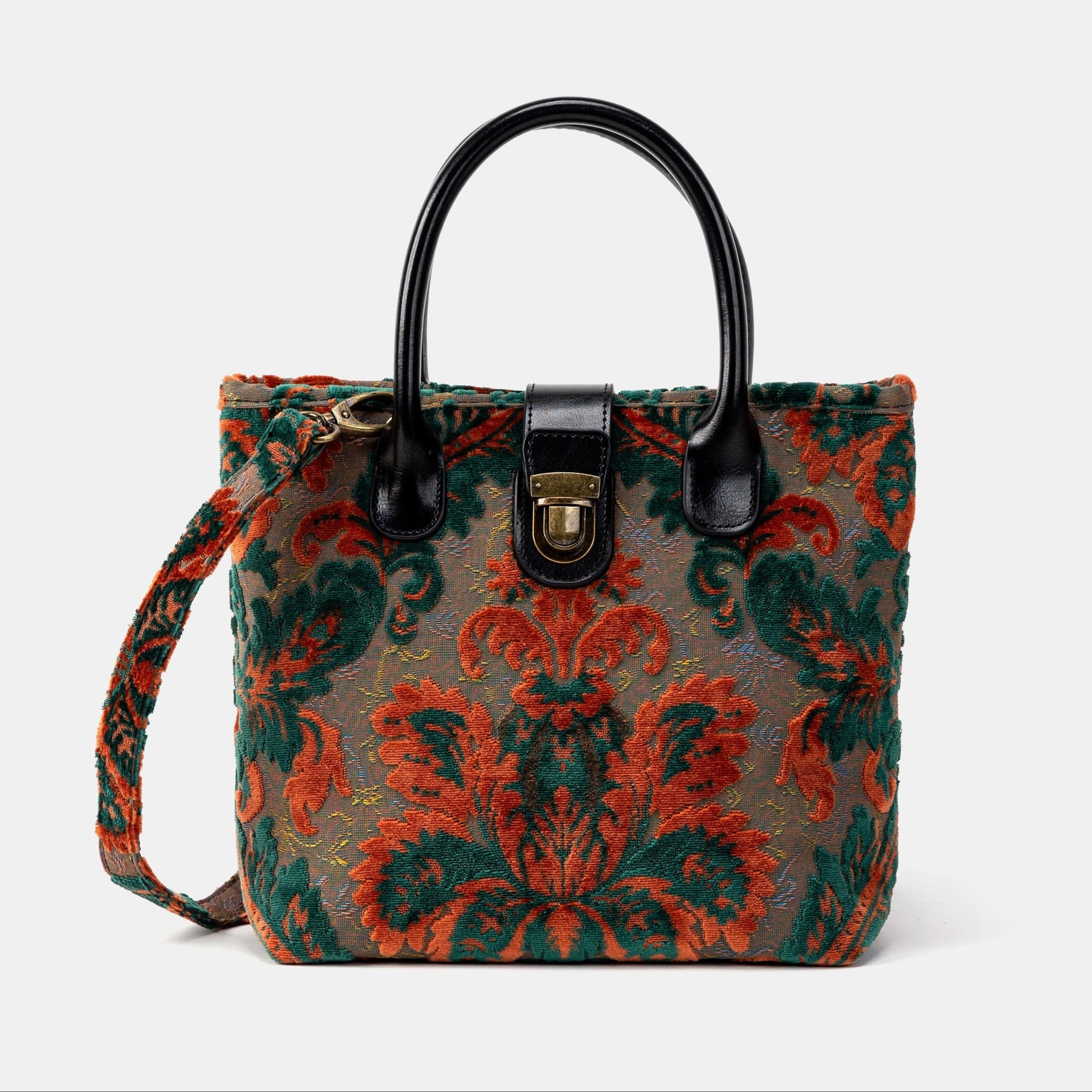 Burnout Velvet Revival Jade Tuck Lock Carpet Satchel of America main