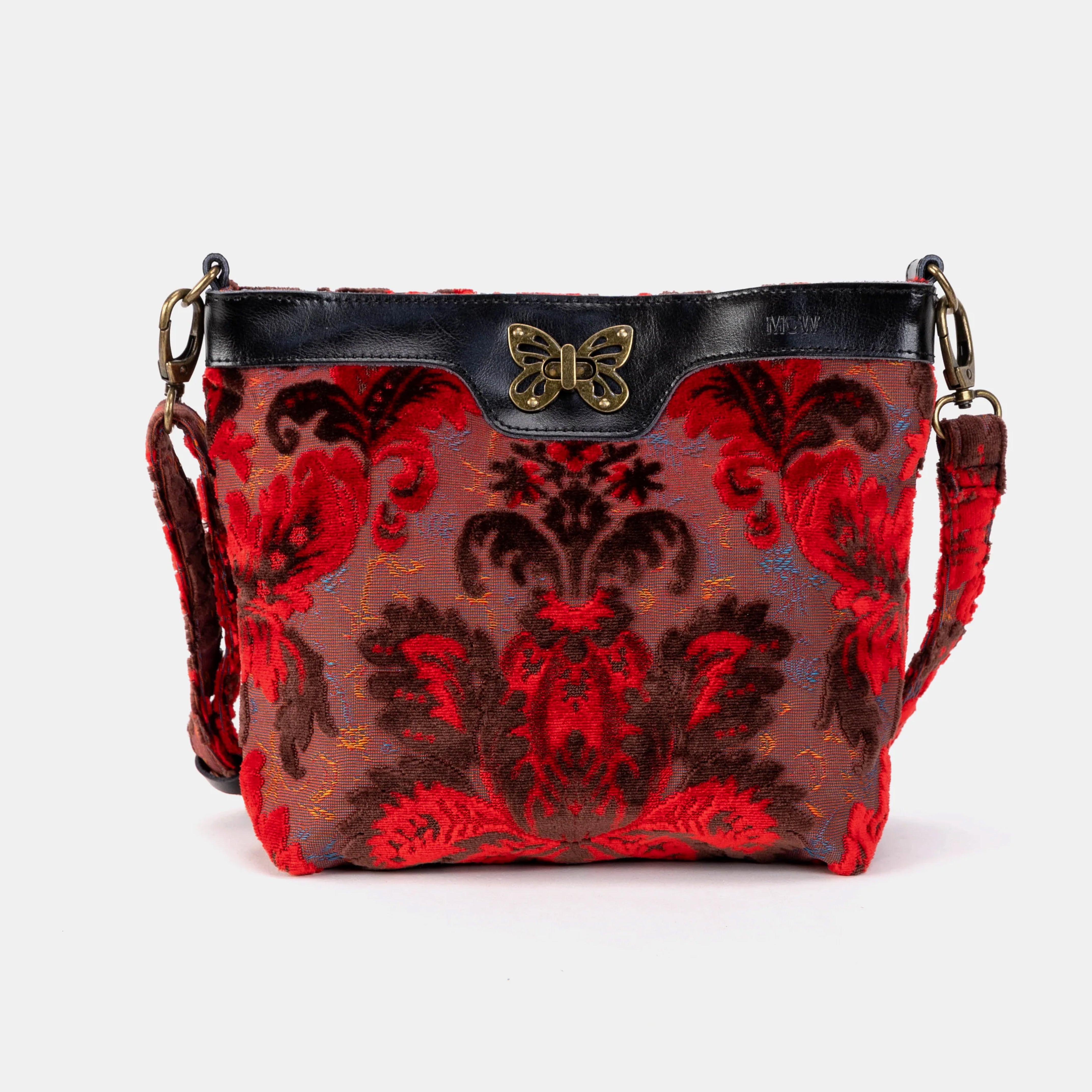 Burnout Velvet Revival Scarlet Butterfly Crossbody Bag of America main