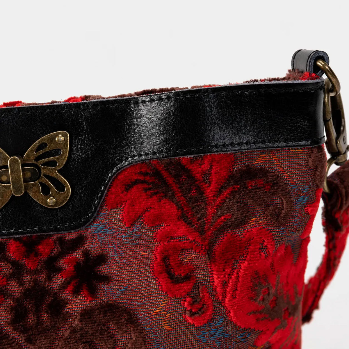 Burnout Velvet Revival Scarlet Butterfly Crossbody Bag of America detail