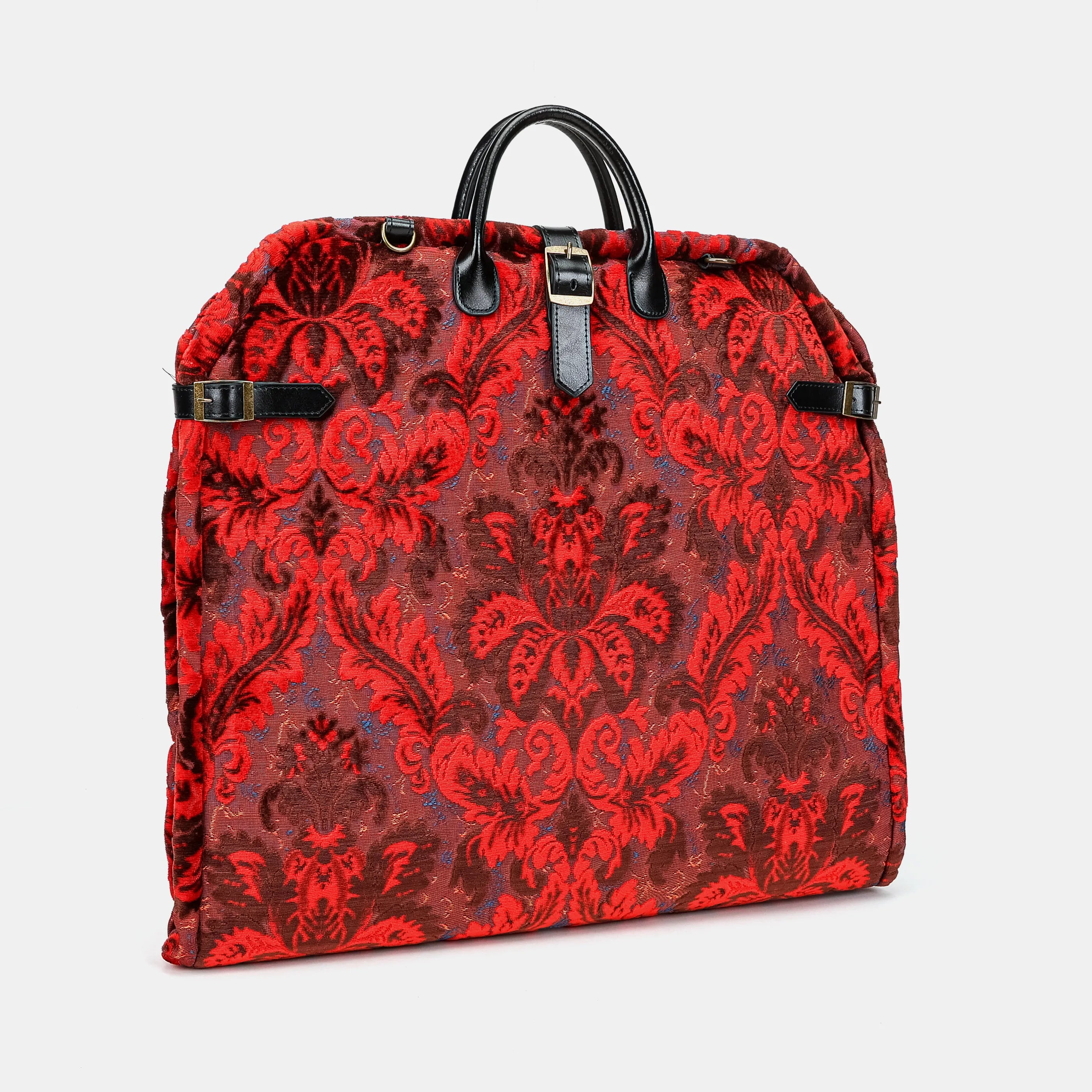Burnout Velvet Revival Scarlet Carpet Garment Bag Carpetbag of America front