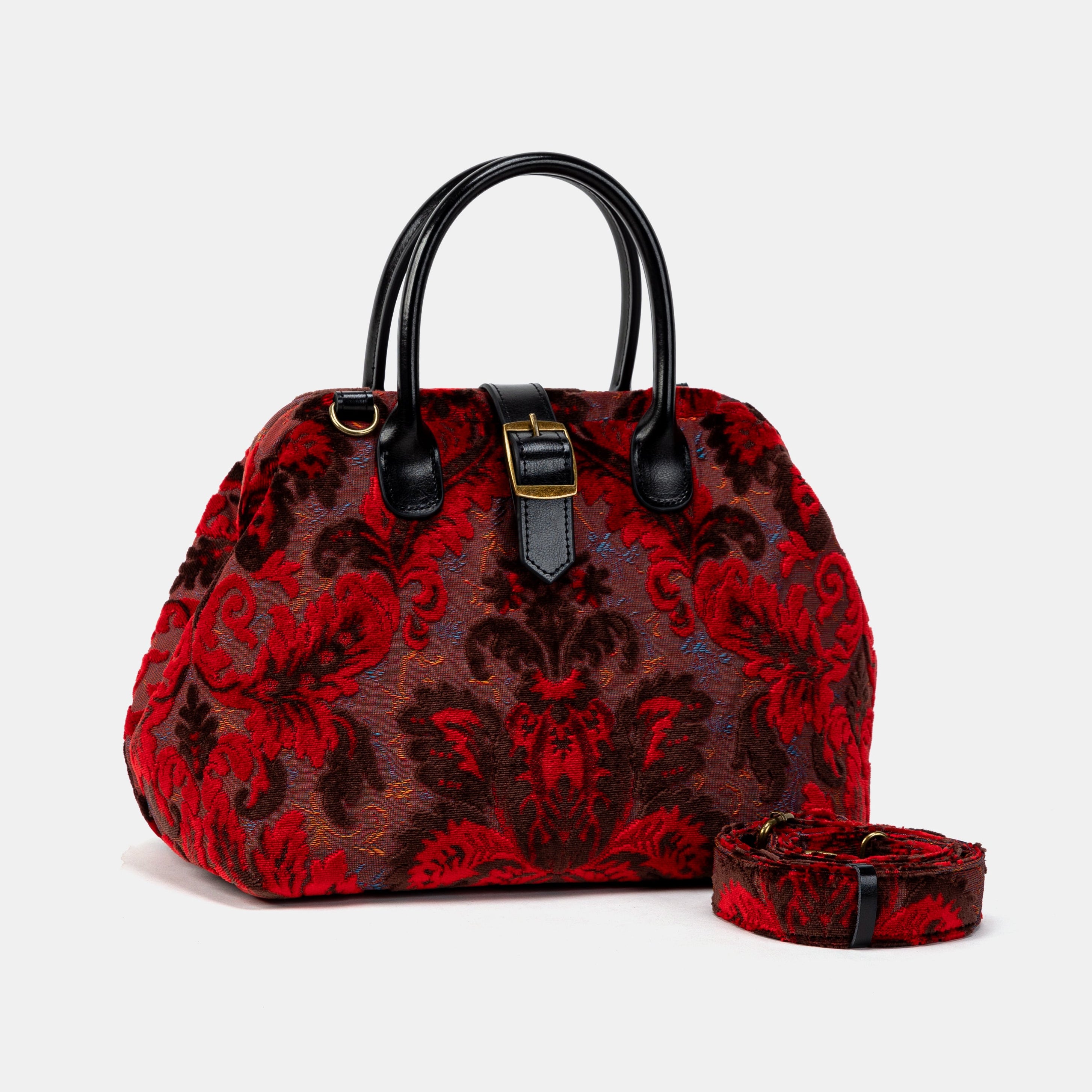 Burnout Velvet Revival Scarlet Carpet Handbag Purse of America with belt