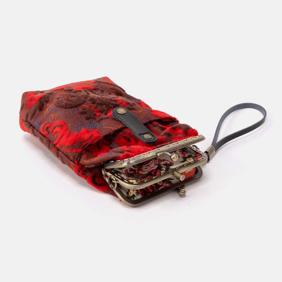 Burnout Velvet Revival Scarlet Carpet Phone Case Carpetbag of America flat lay open mouth