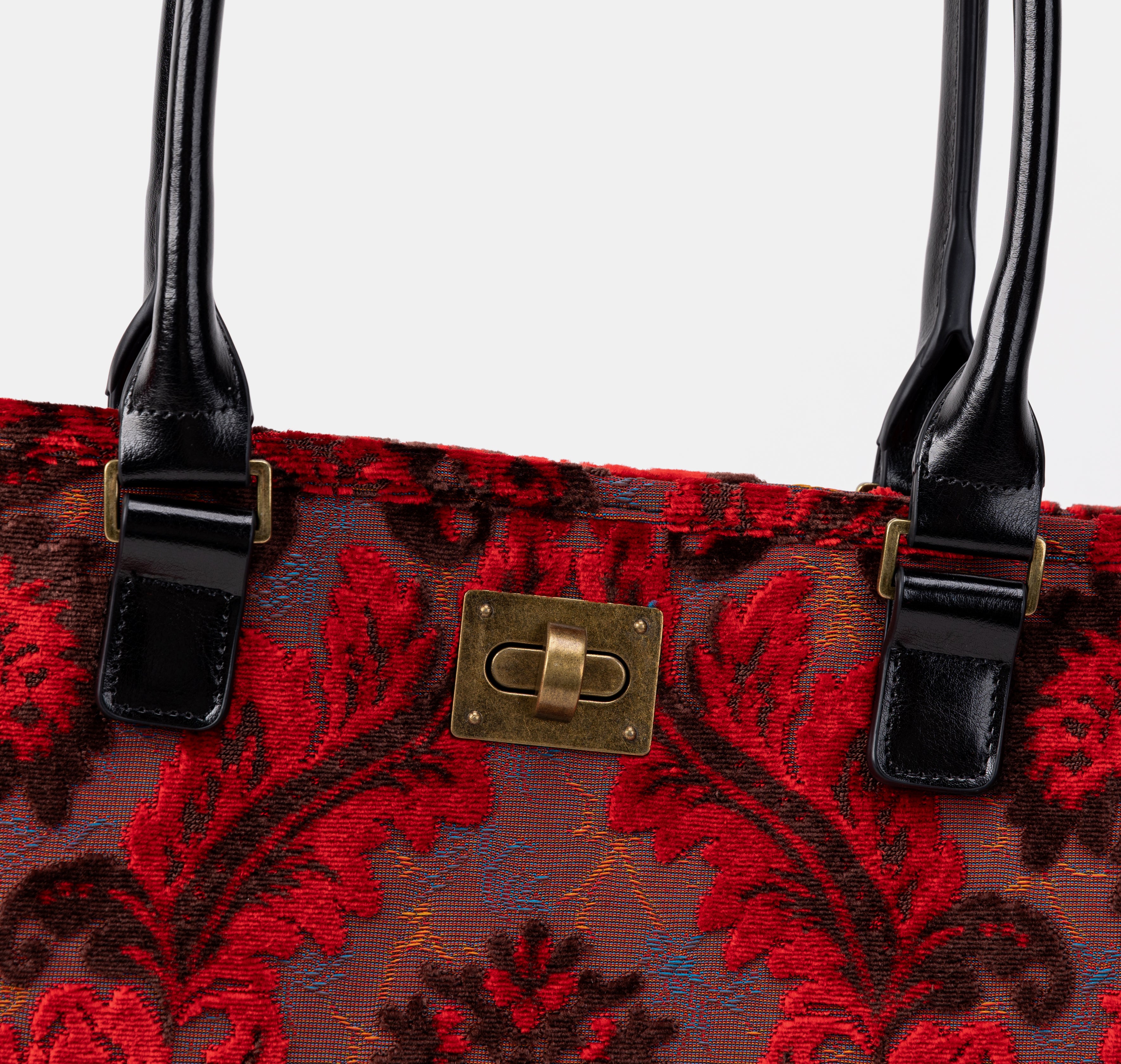 Burnout Velvet Revival Scarlet Carpet Tote Shopper of America buckle