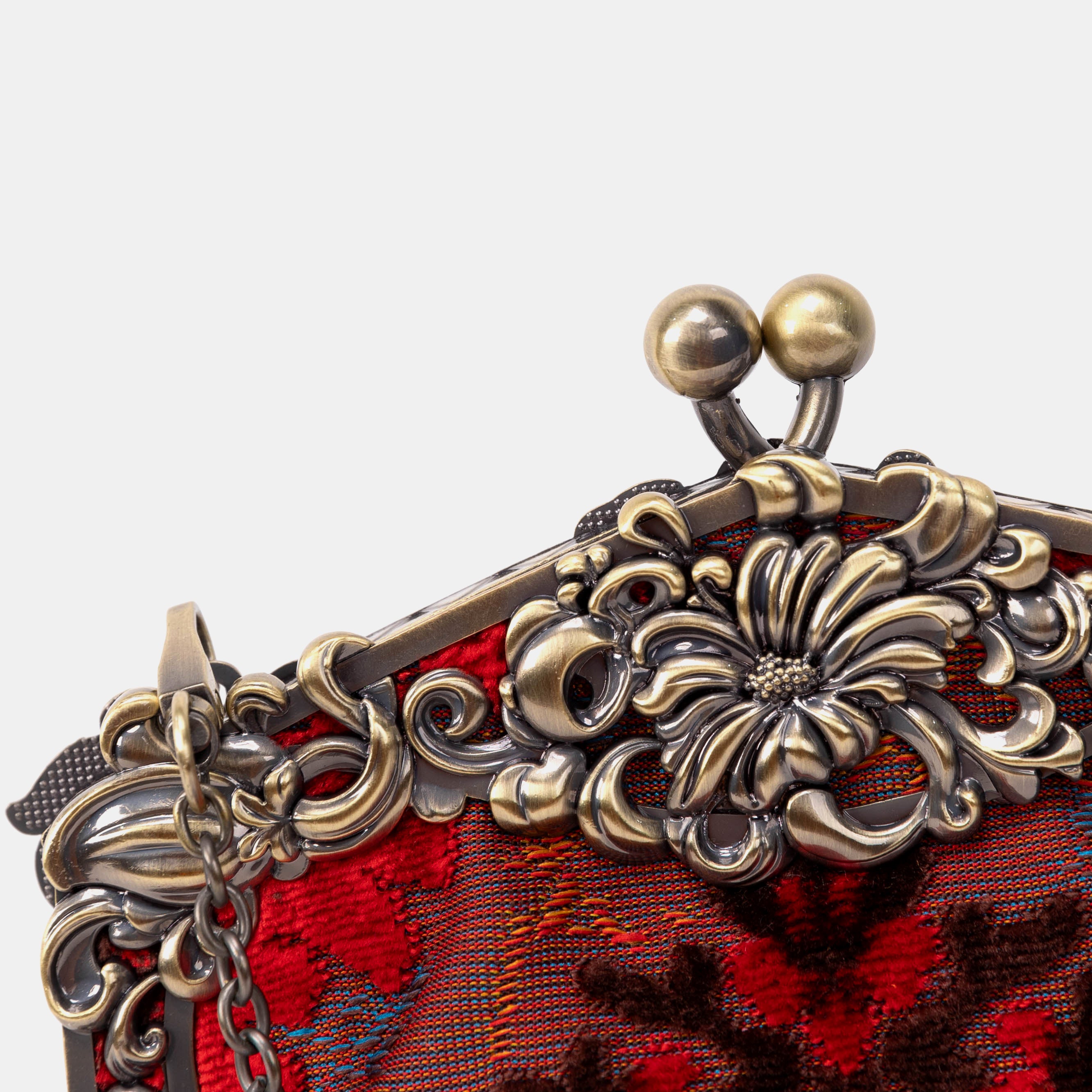 Burnout Velvet Revival Scarlet Chatelaine Purse Large of America detail