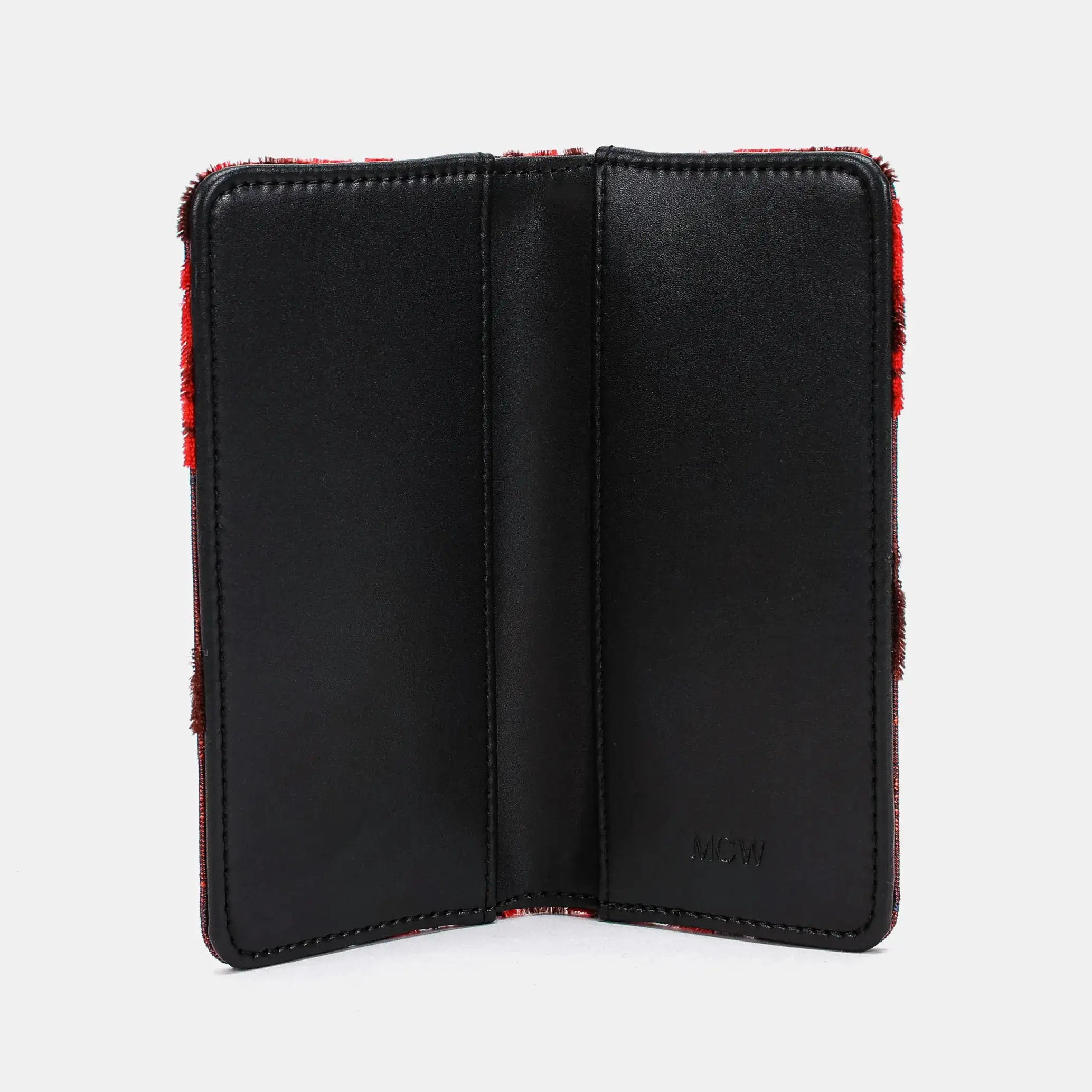 Burnout Velvet Revival Scarlet Checkbook Cover of America open