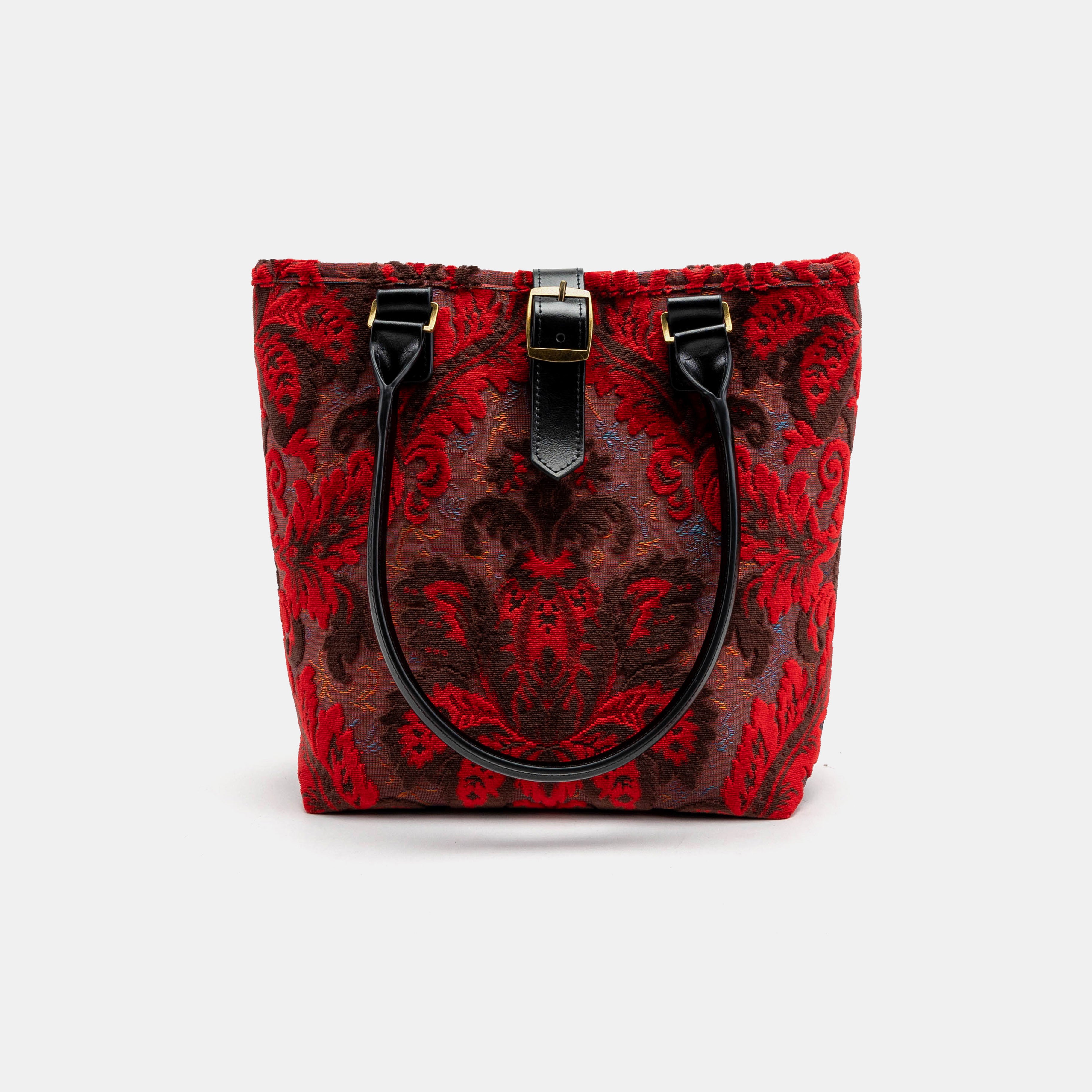 Burnout Velvet Revival Scarlet Everyday Tote Bag of America with shoulder strap