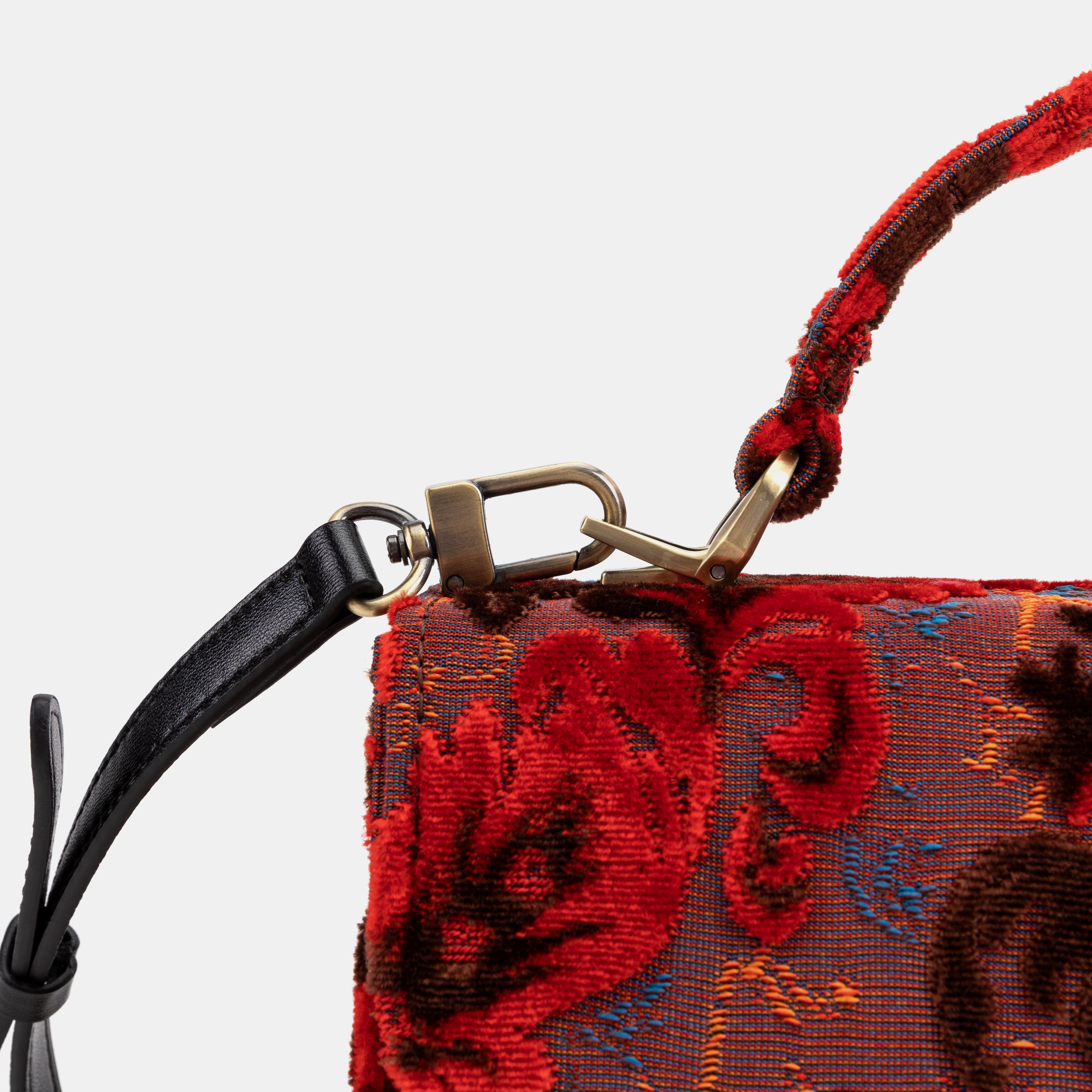 Burnout Velvet Revival Scarlet Flap Satchel Carpetbag of America clasp