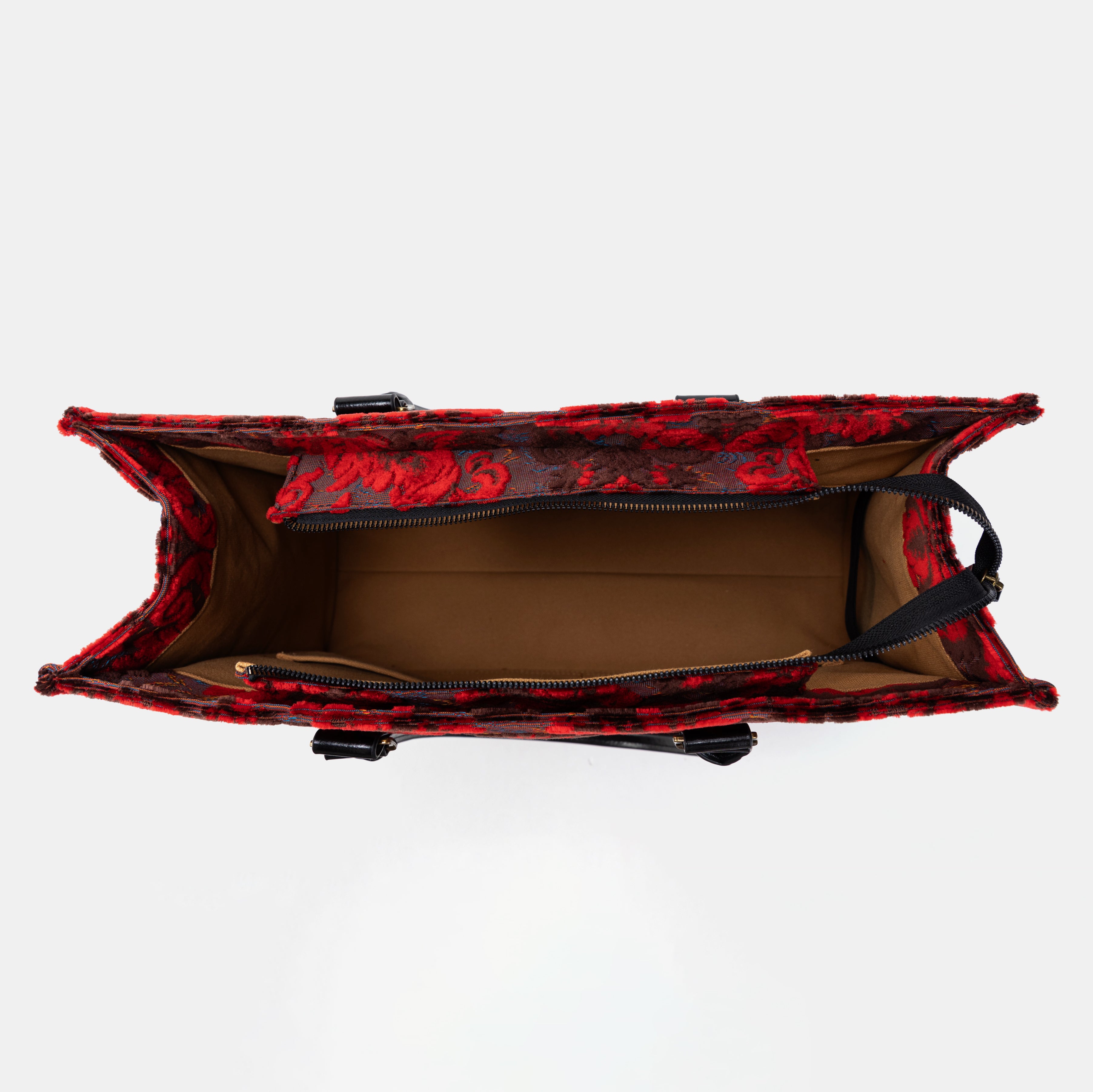 Burnout Velvet Revival Scarlet Laptop Work Tote of America INSIDE