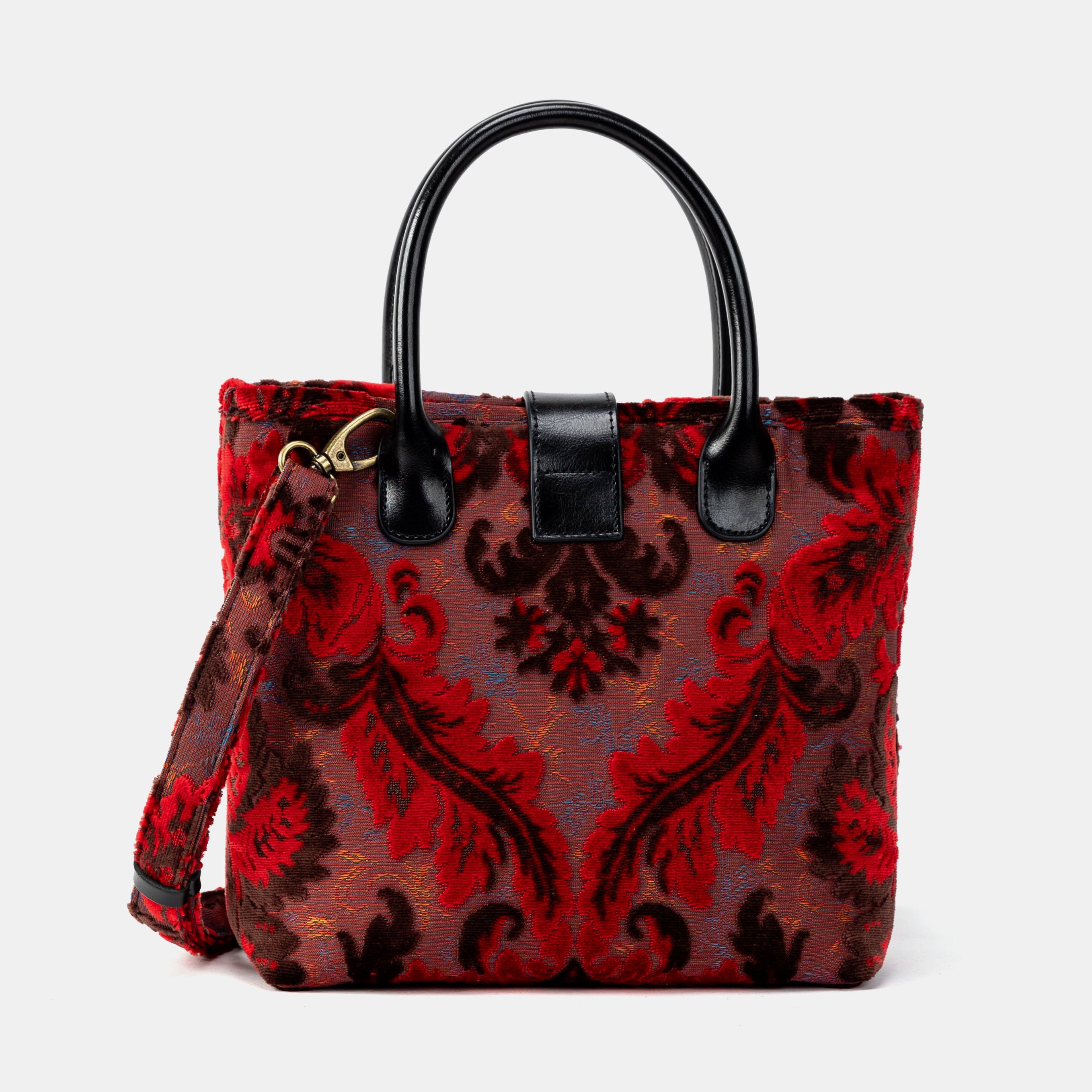 Burnout Velvet Revival Scarlet Tuck Lock Carpet Satchel of America back