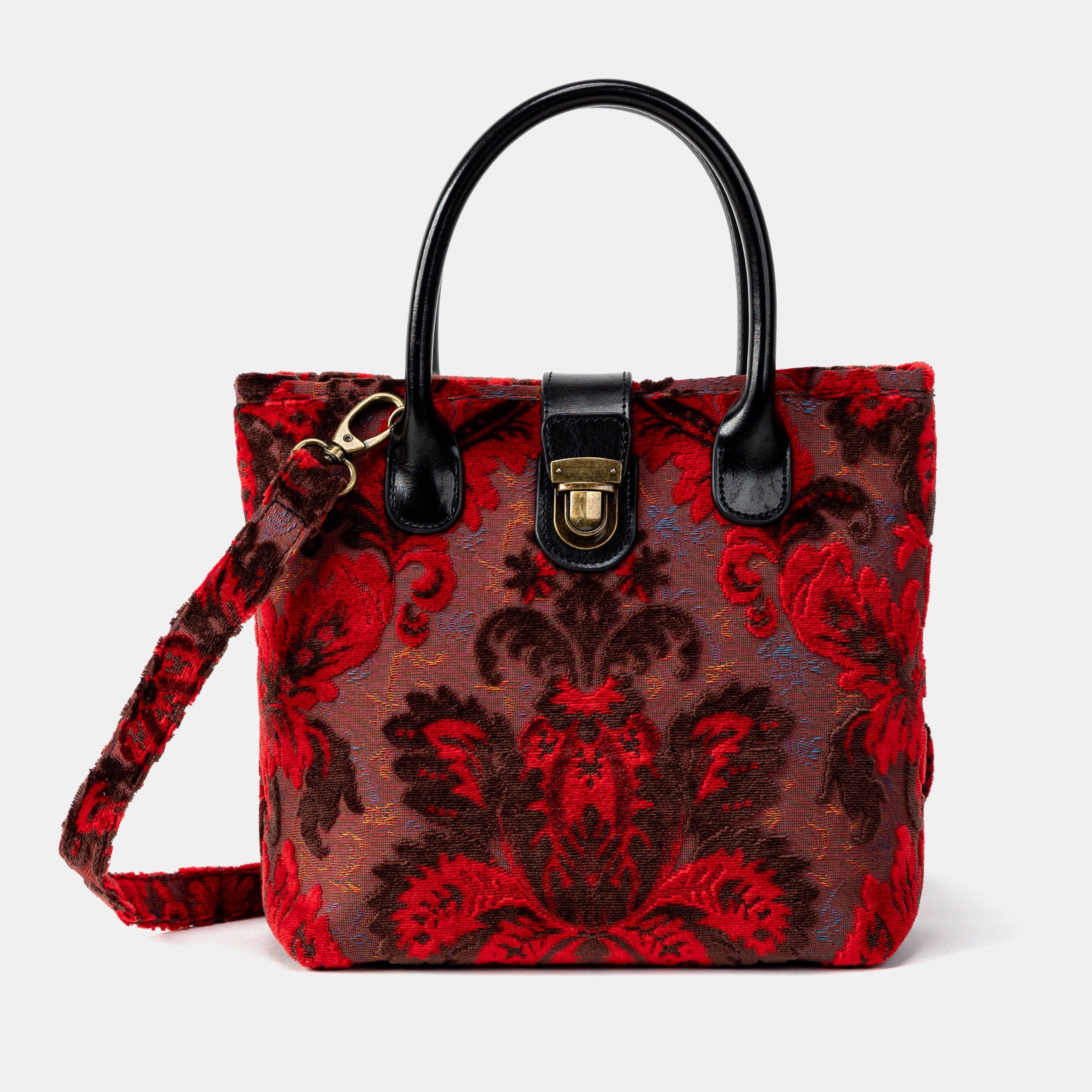 Burnout Velvet Revival Scarlet Tuck Lock Carpet Satchel of America main