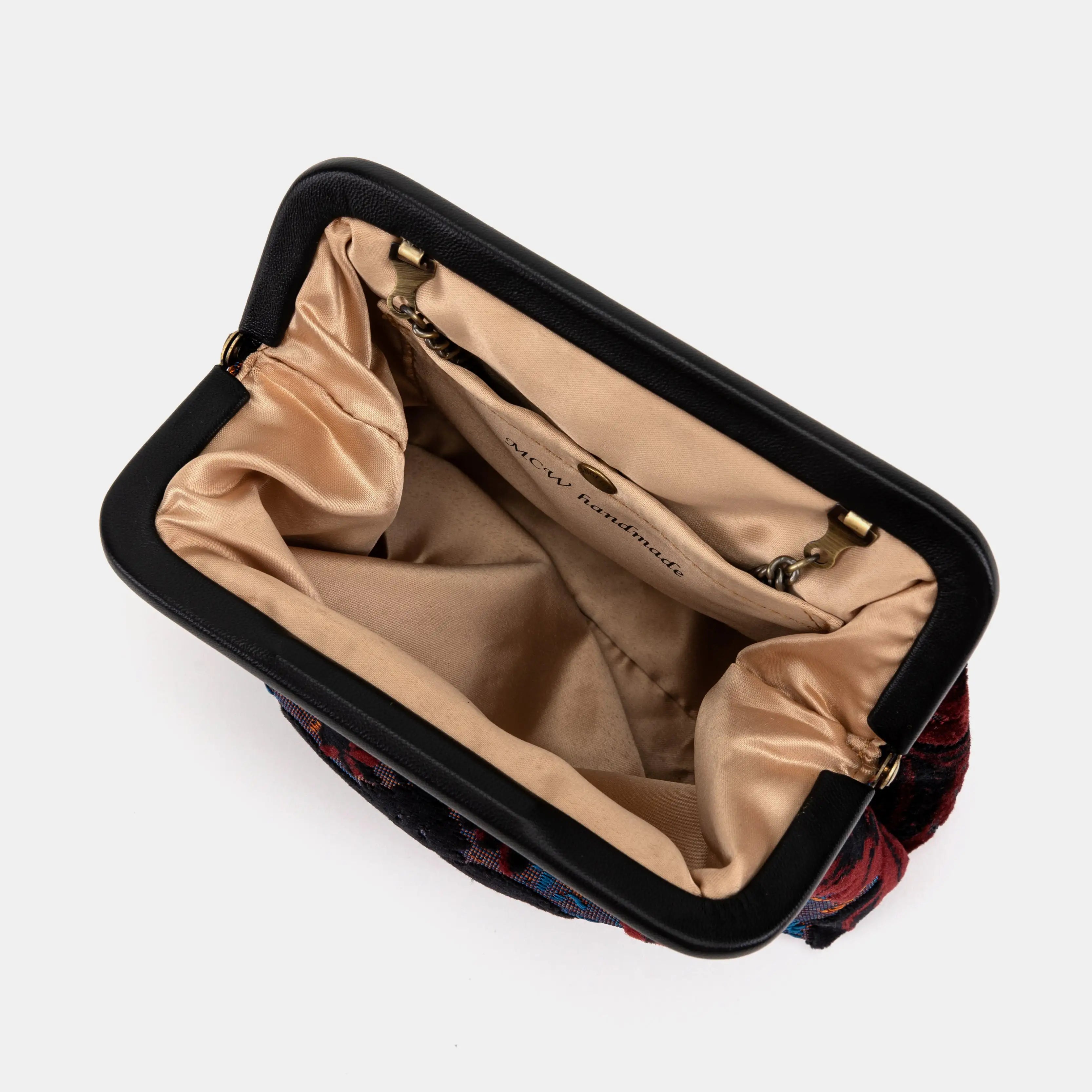 Burnout Velvet Revival Sephia Alma Clutch inside