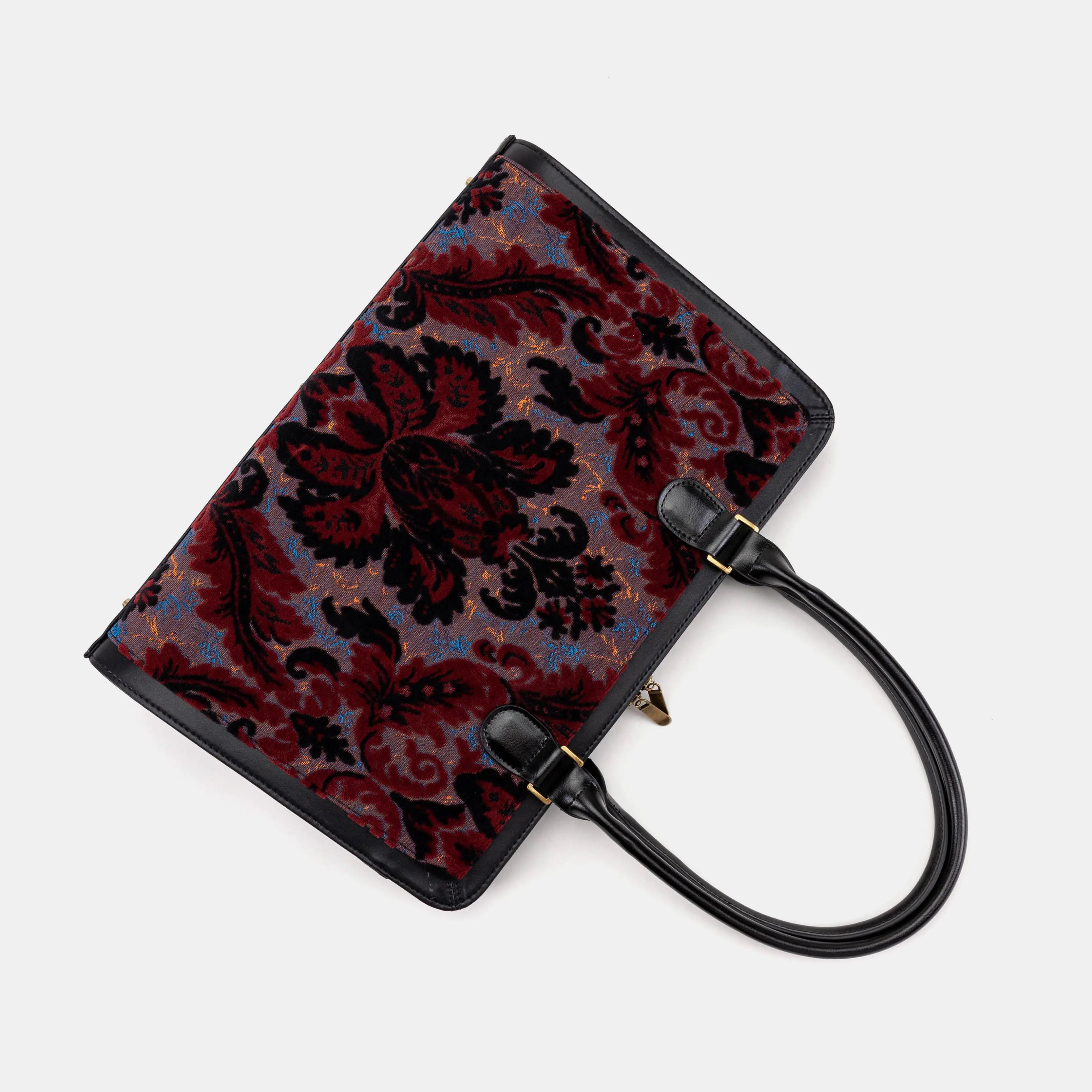 Burnout Velvet Revival Sephia Business Tote of America flat lying