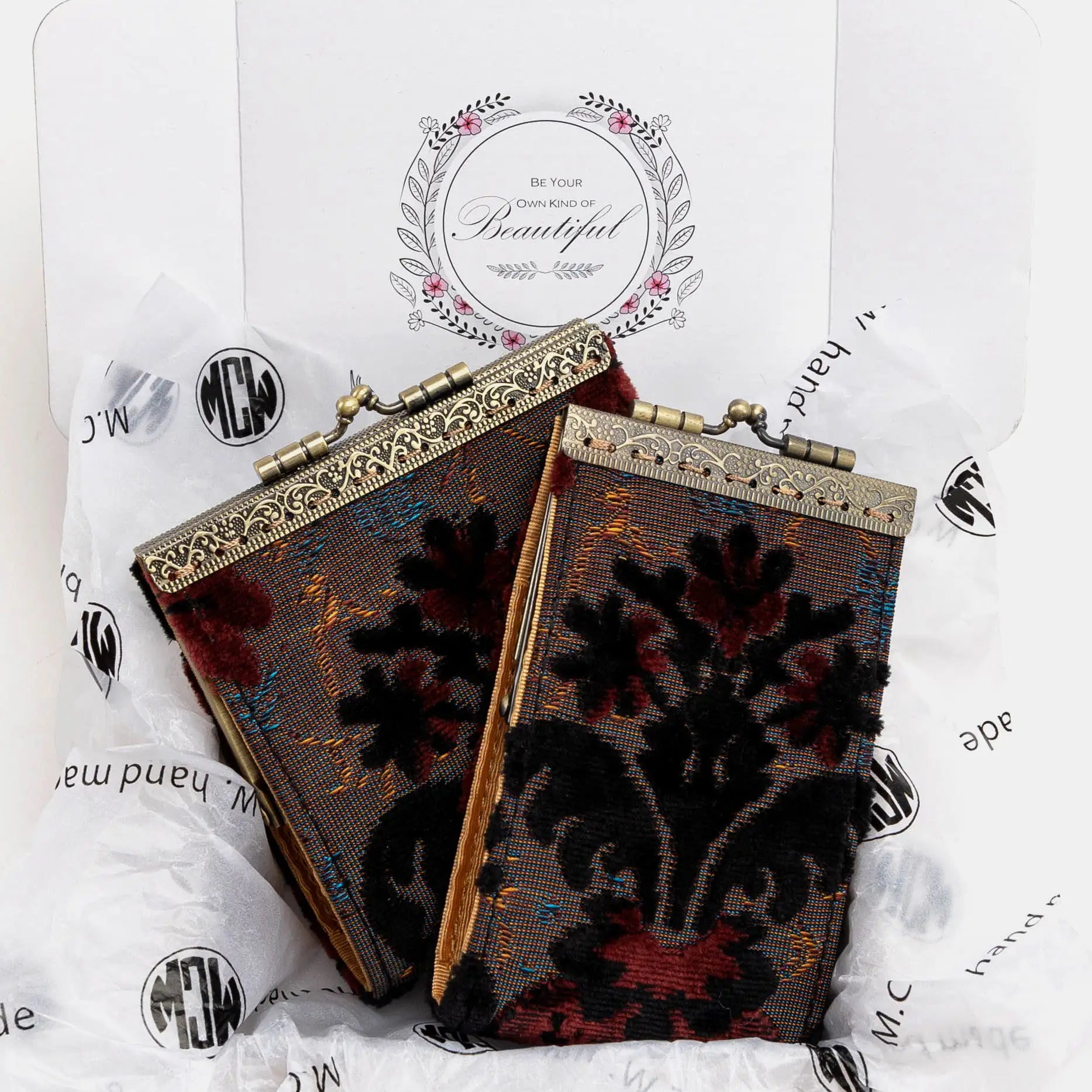 Burnout Velvet Revival Sephia Card Wallet of America package
