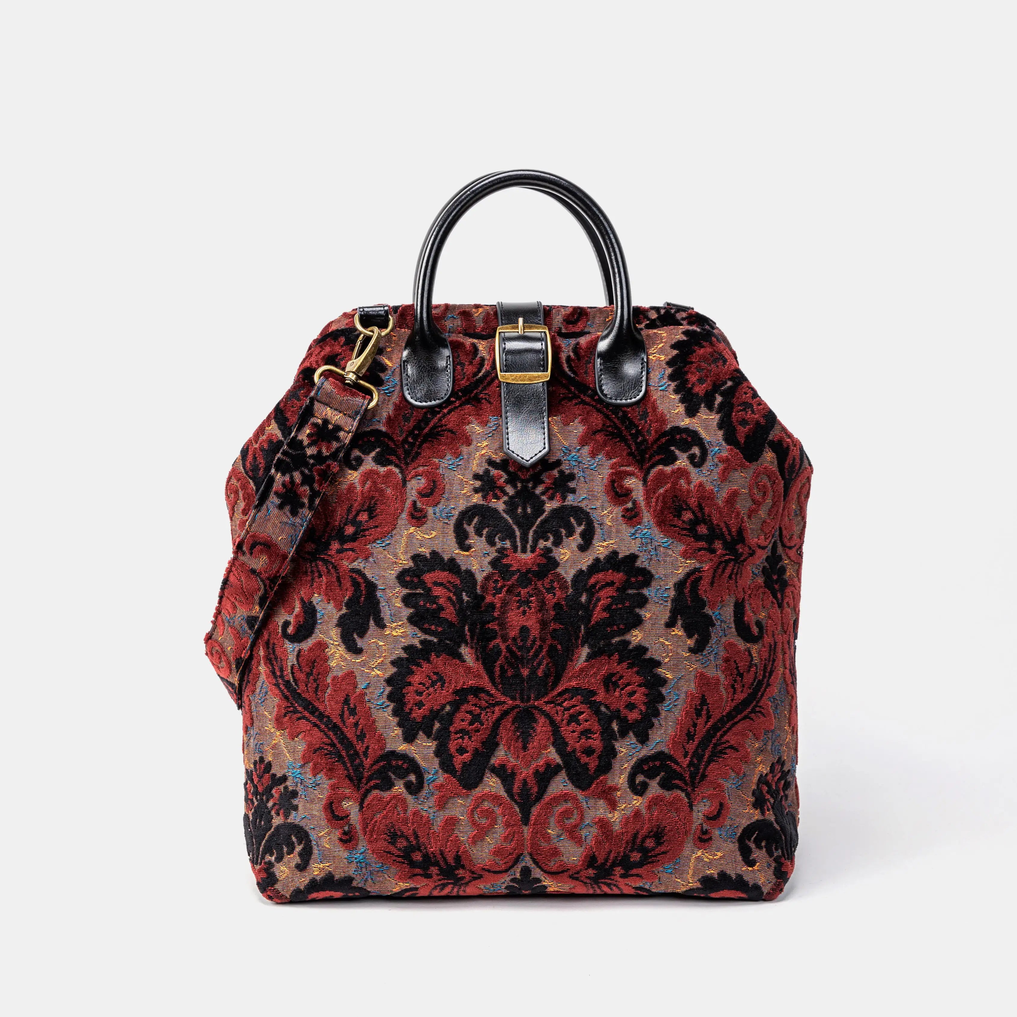 Burnout Velvet Revival Sephia Carpet Laptop Backpack of America front with strap