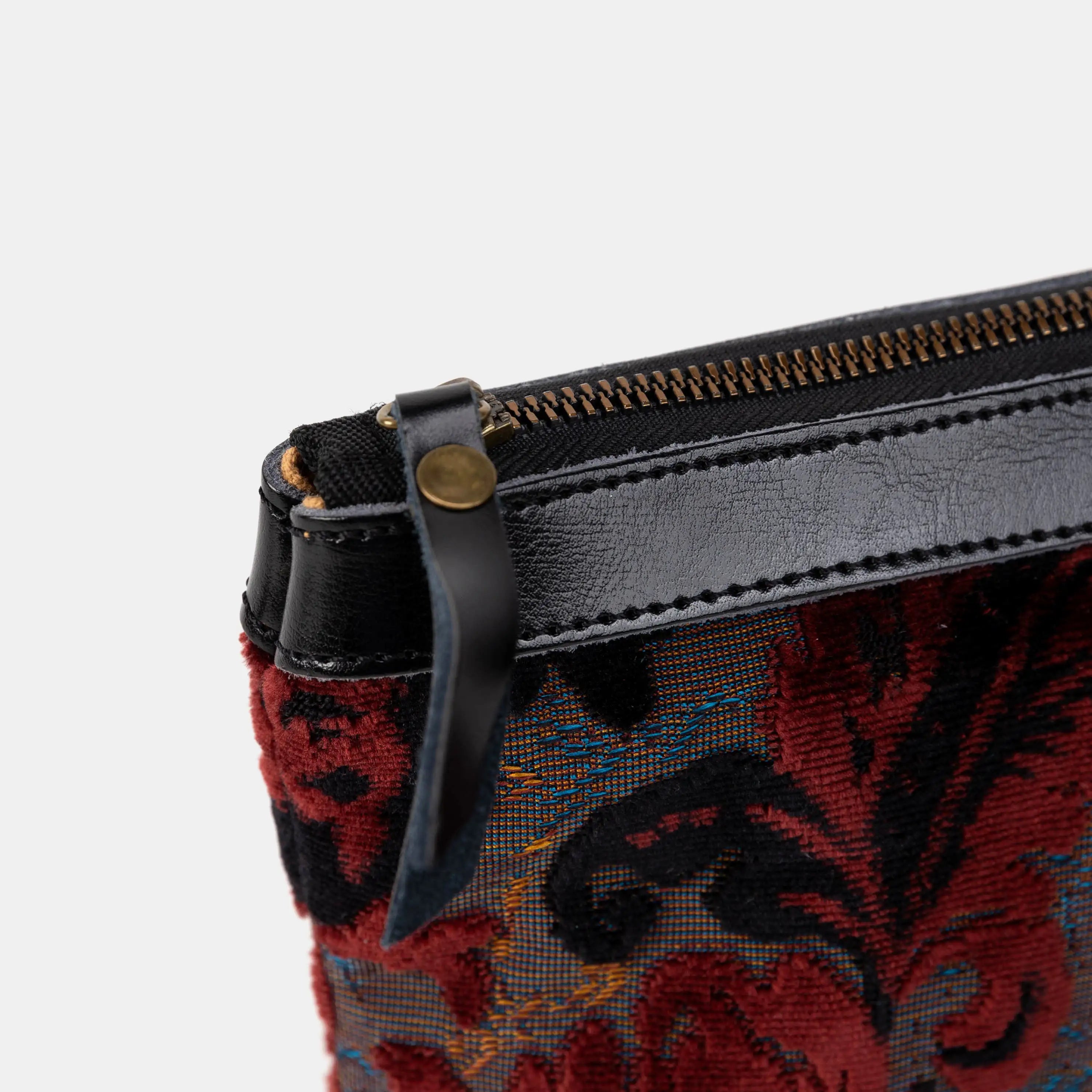 Burnout Velvet Revival Sephia Carpet Makeup Bag of America zipper