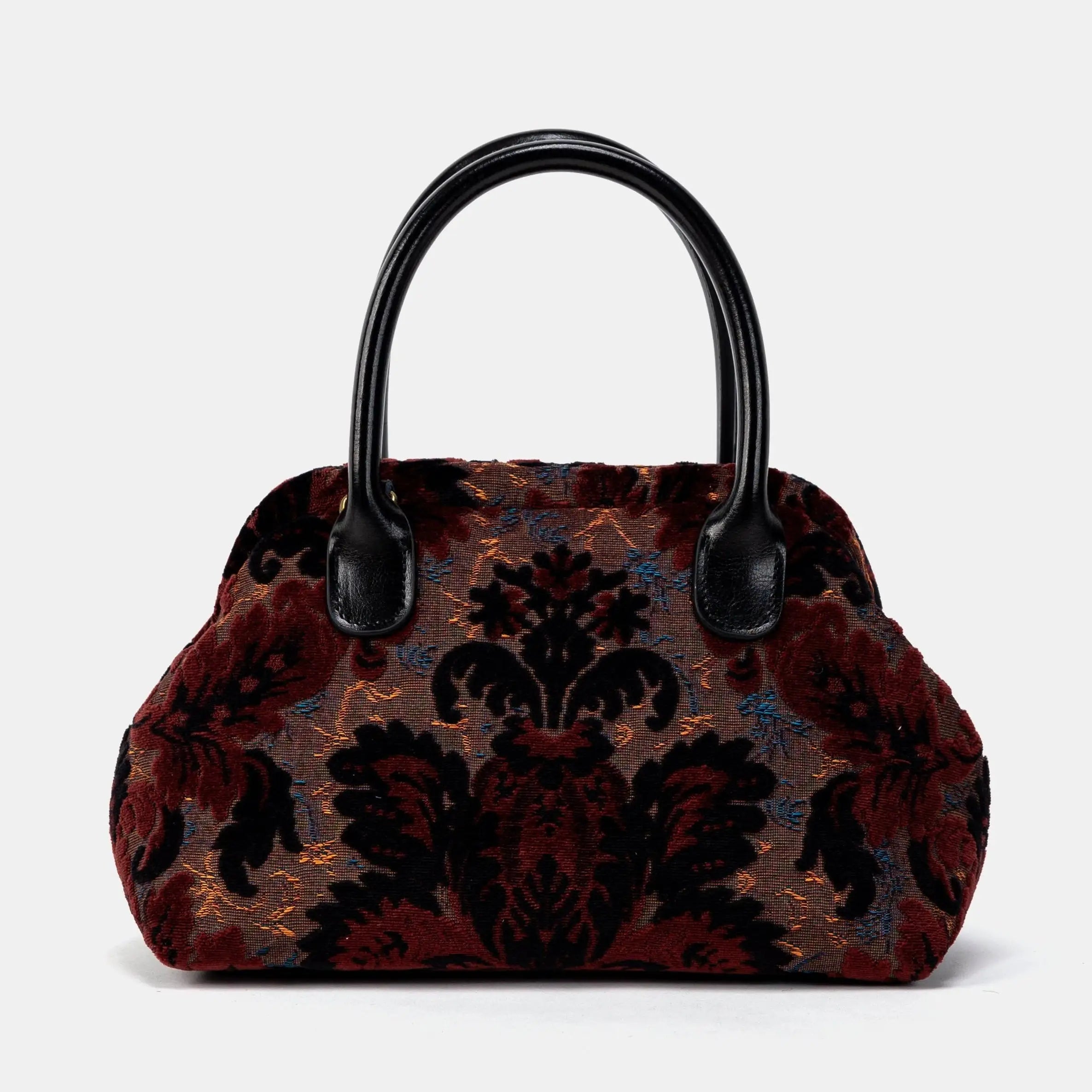 Burnout Velvet Revival Sephia Carpet Satchel Carpetbag of America main