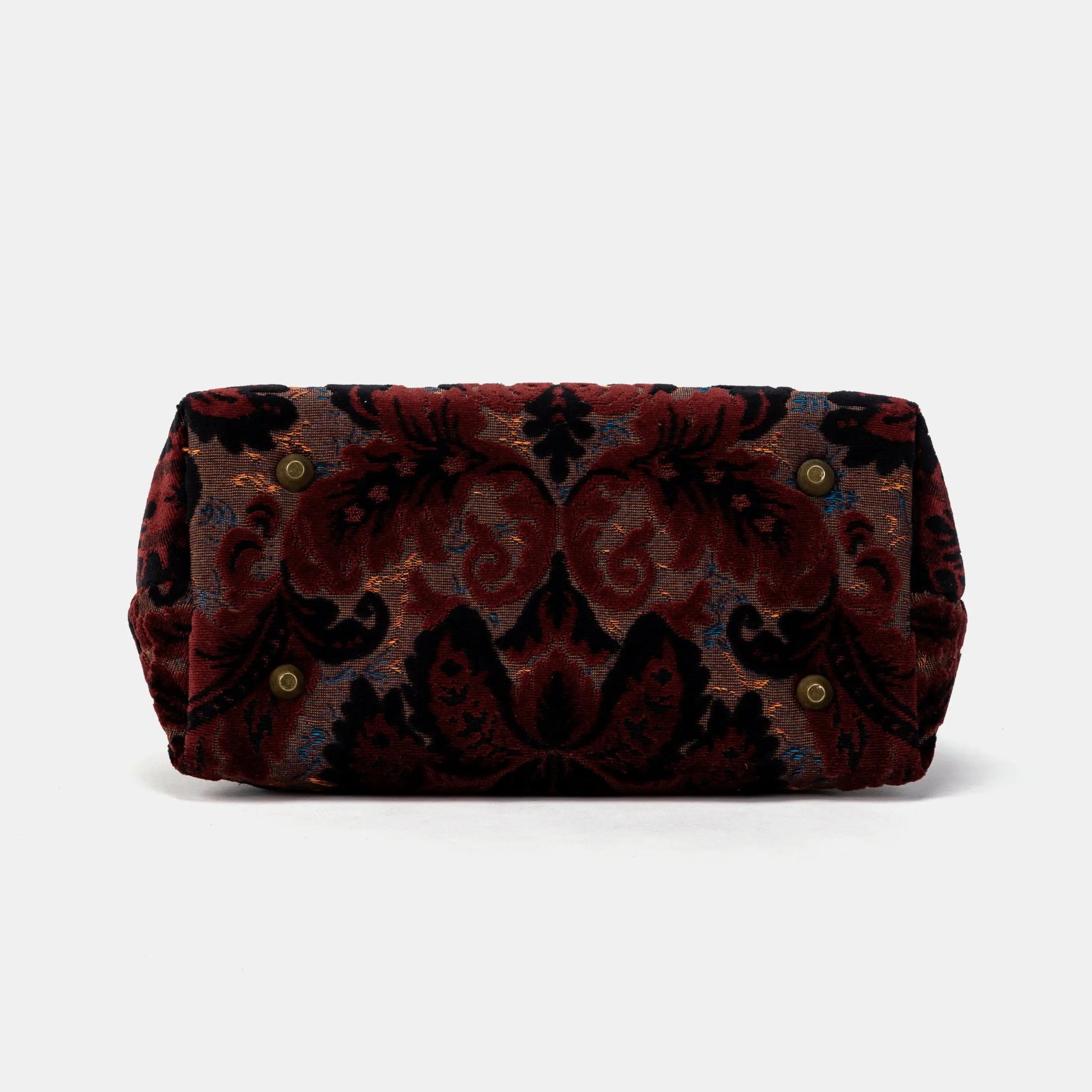 Burnout Velvet Revival Sephia Carpet Satchel Carpetbag of America bottom