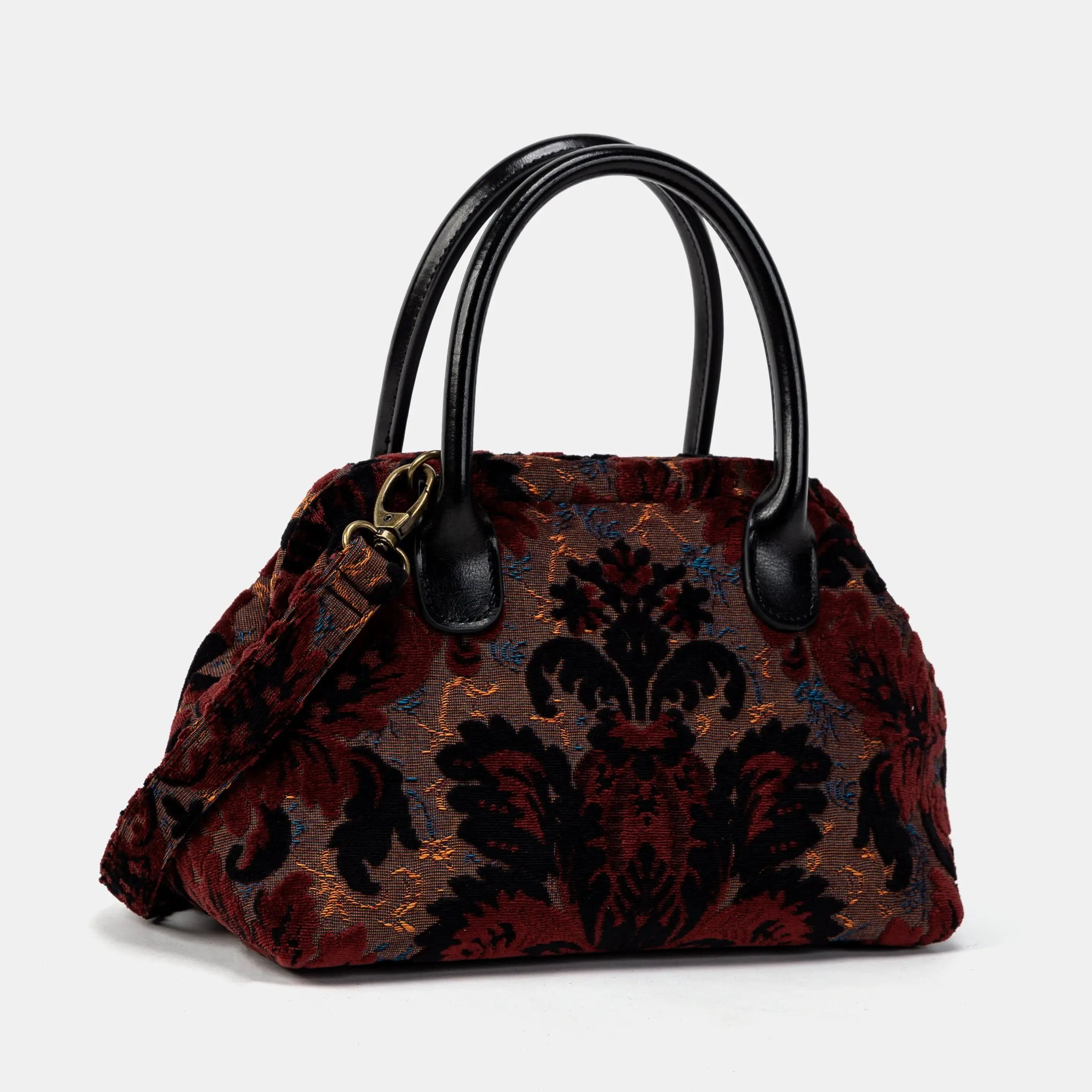 Burnout Velvet Revival Sephia Carpet Satchel Carpetbag of America front