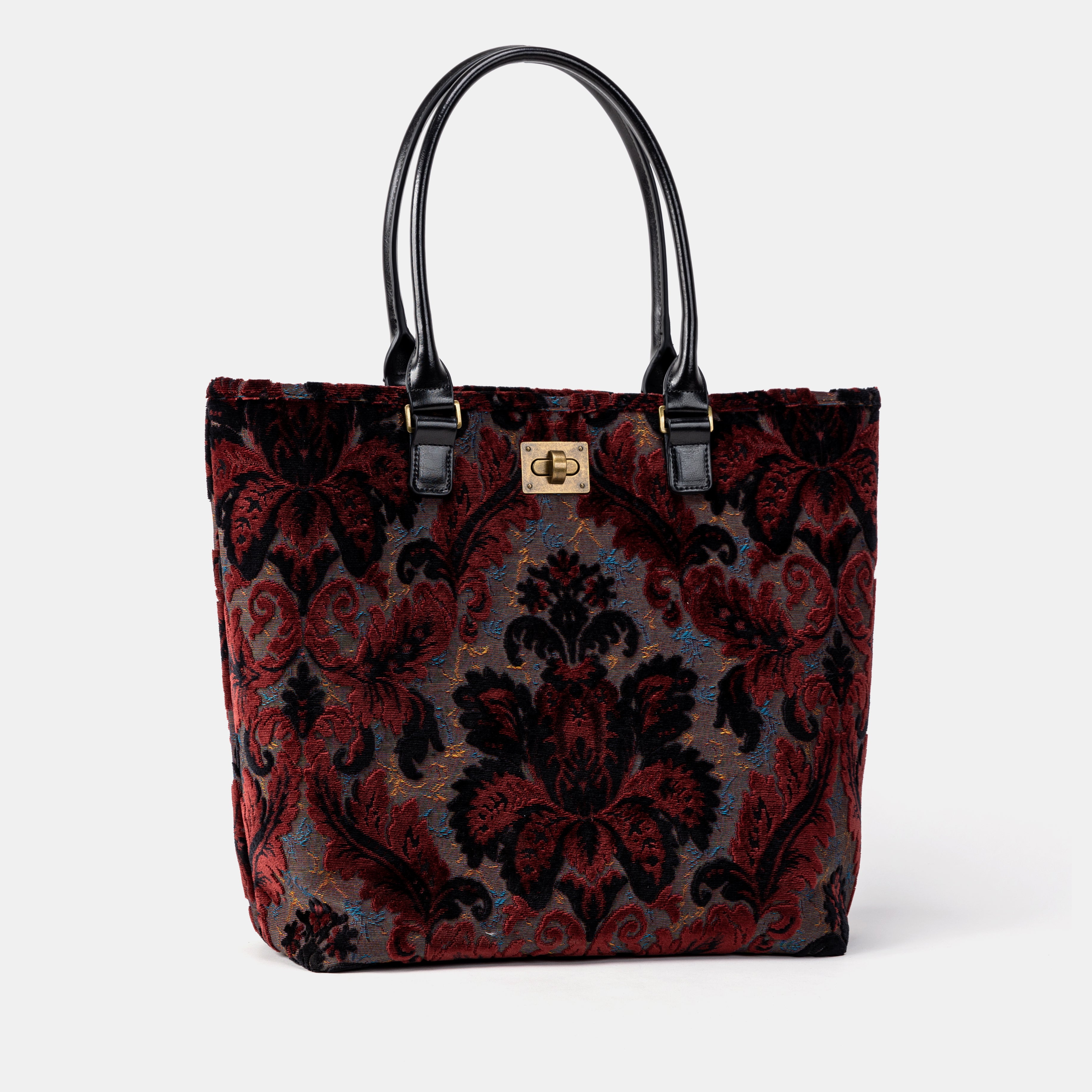 Burnout Velvet Revival Sephia Carpet Tote Shopper of America front