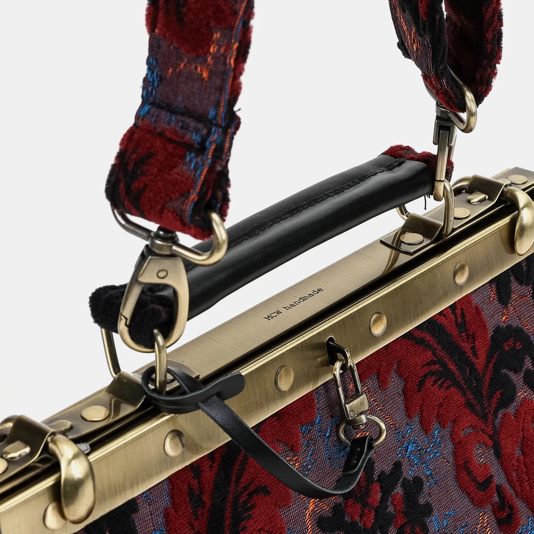 Burnout velvet Revival Sephia Cecile Carpet Purse Gladstone Bag handle