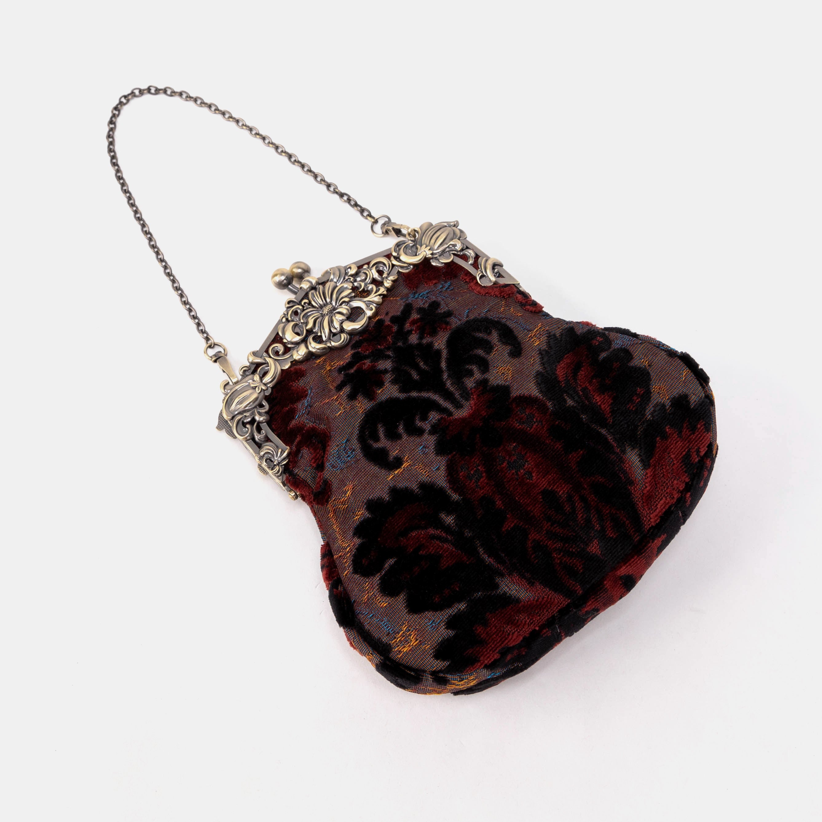 Burnout Velvet Revival Sephia Chatelaine Purse Large of America with short chain