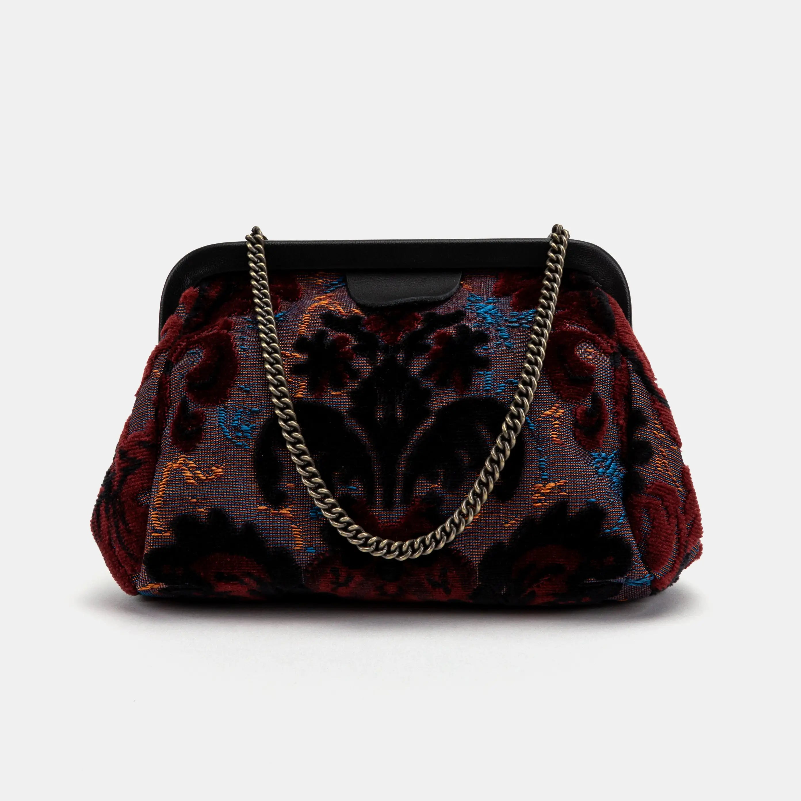 Burnout Velvet Revival Sephia Evening Bag Clutch carpet bag of America main