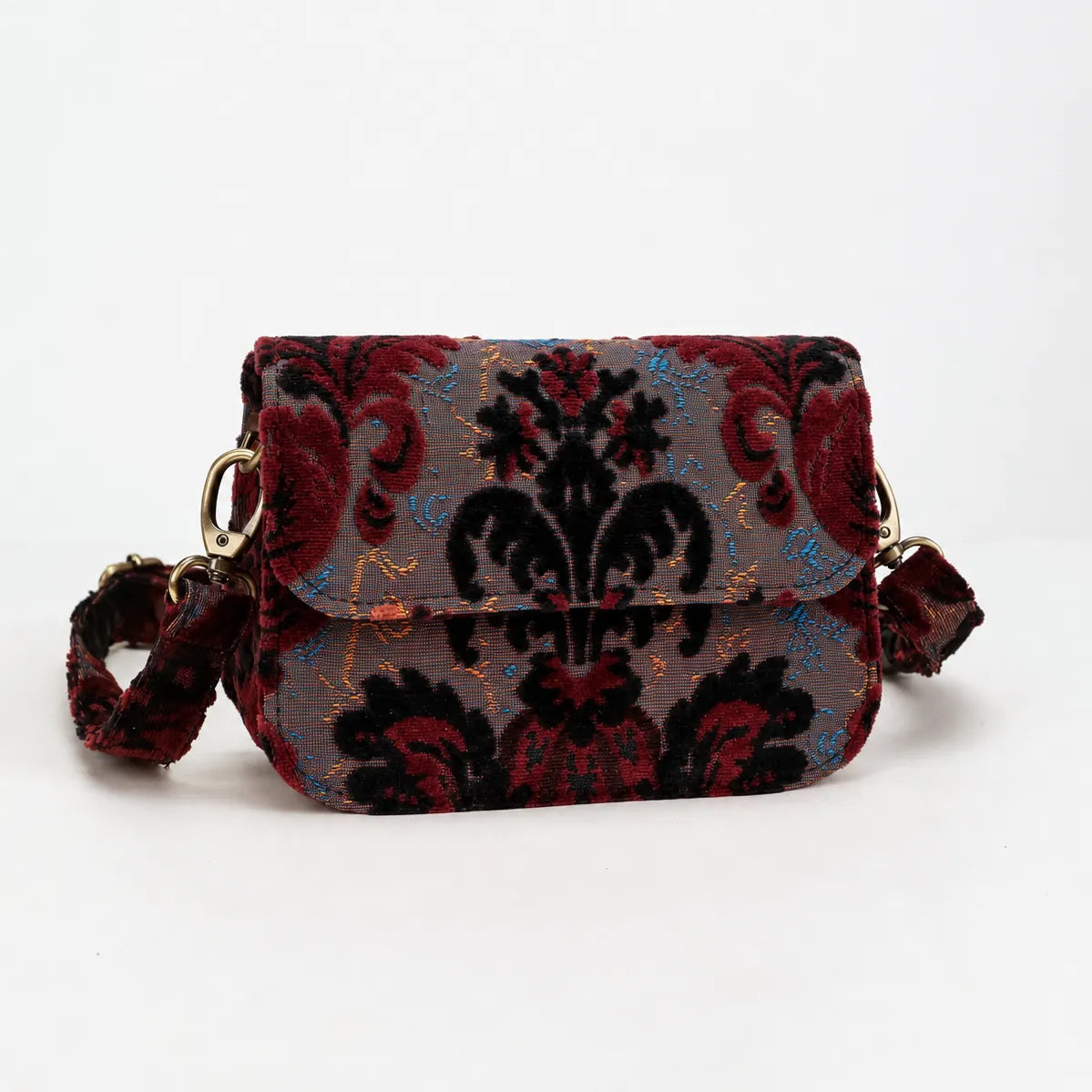 Burnout Velvet Revival Sephia Flap Crossbody Bag of America main