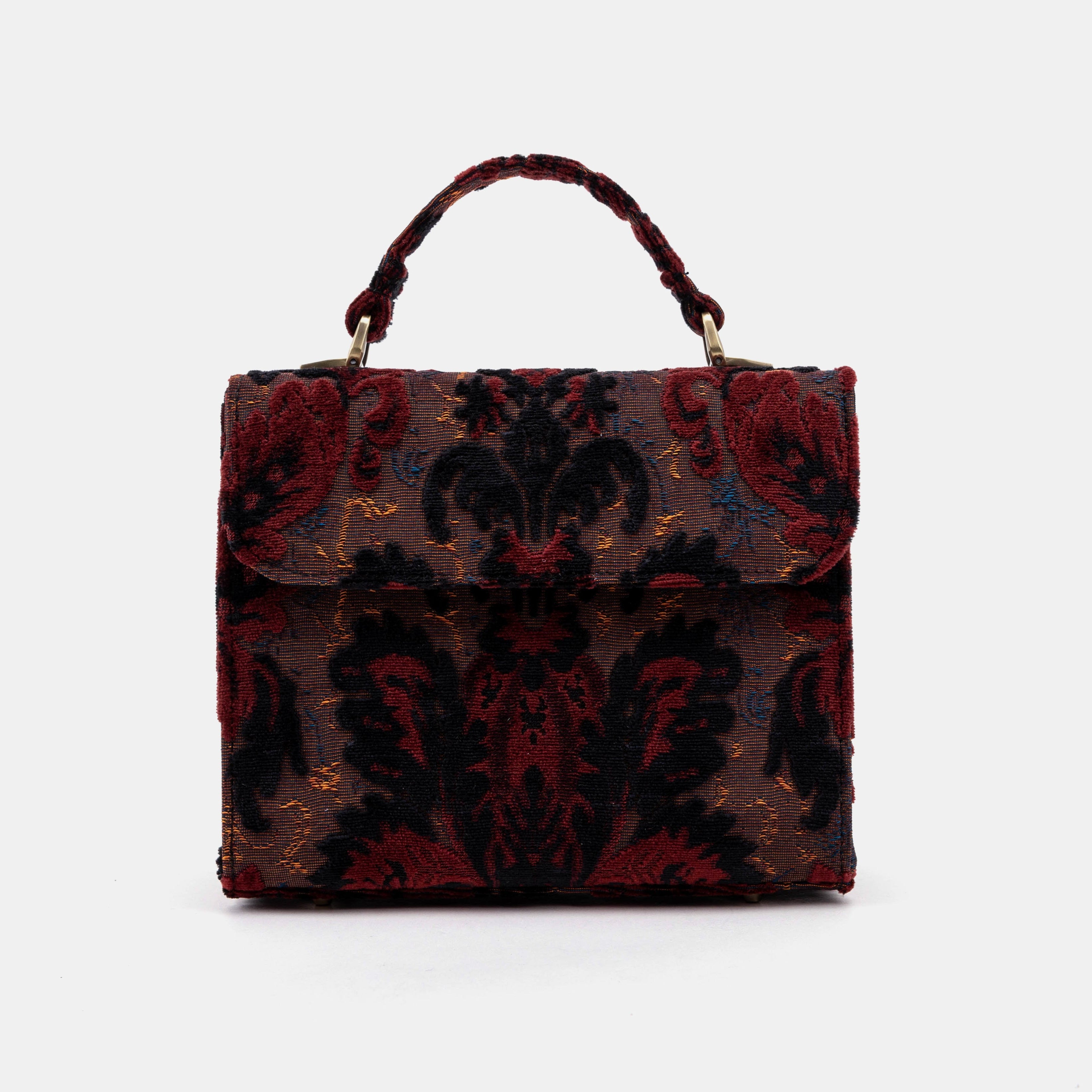 Burnout Velvet Revival Sephia Flap Satchel Carpetbag of America main