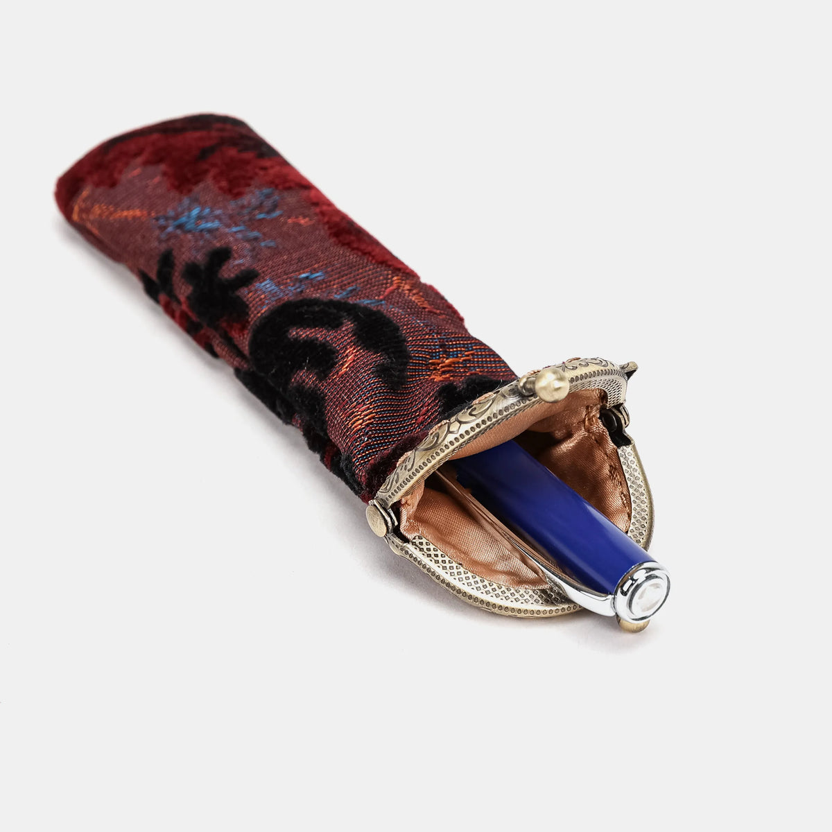 Burnout Velvet Revival Sephia Solo Pen Case Carpetbag of America in use