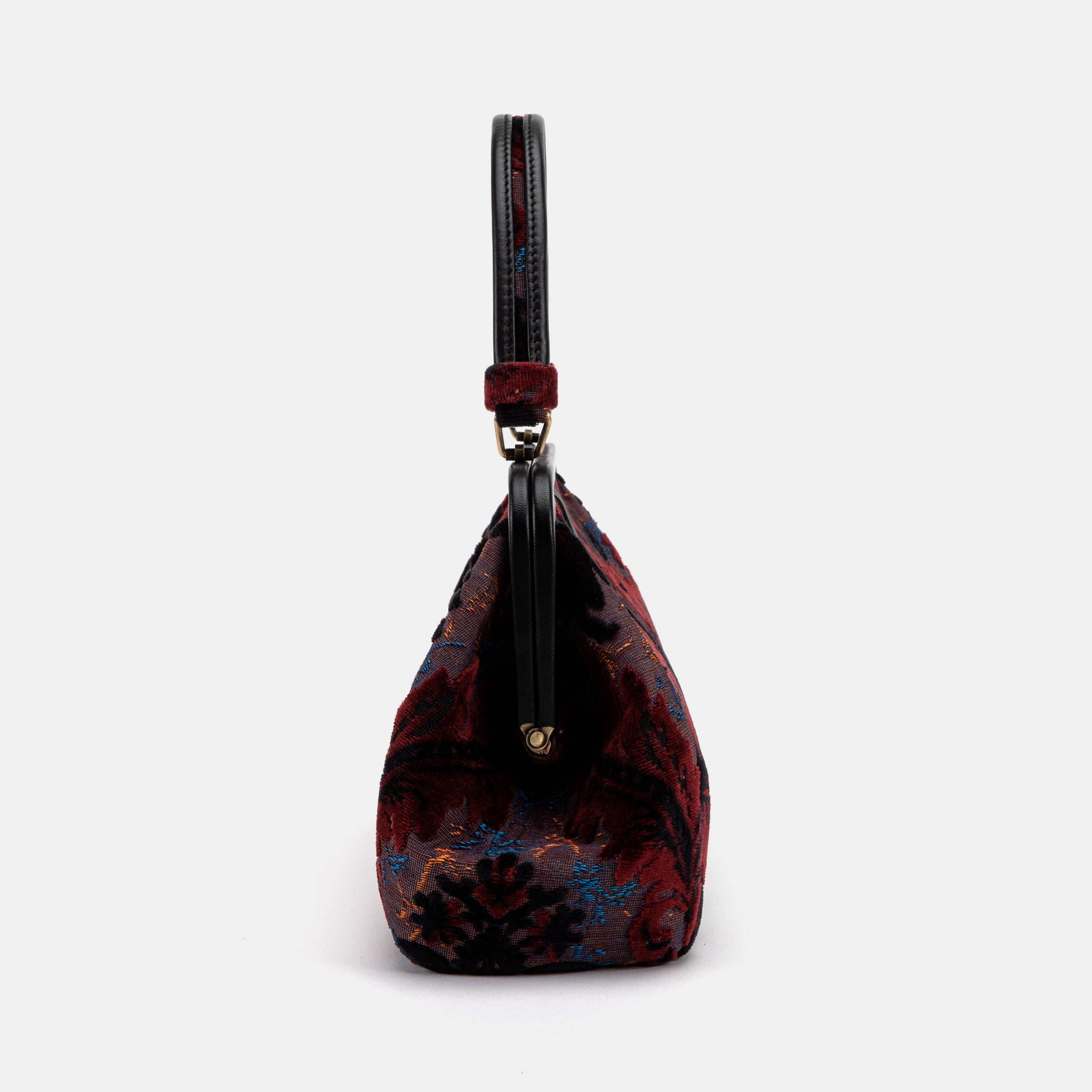 Burnout Velvet Revival Sephia Top Handle Purse carpet bag of America side