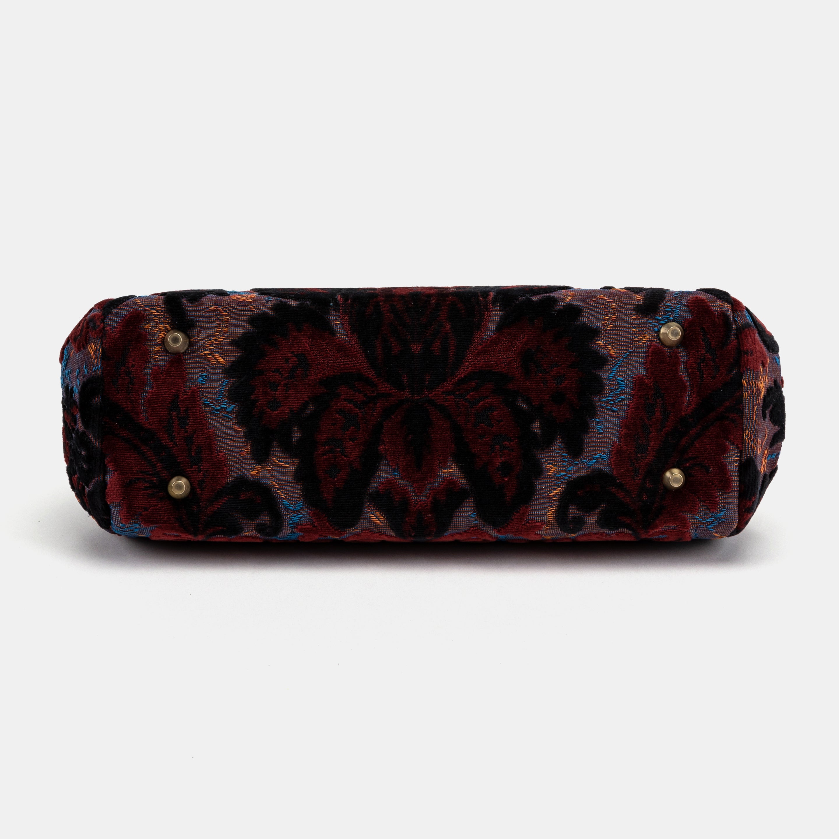 Burnout Velvet Revival Sephia Top Handle Purse carpet bag of America bottom