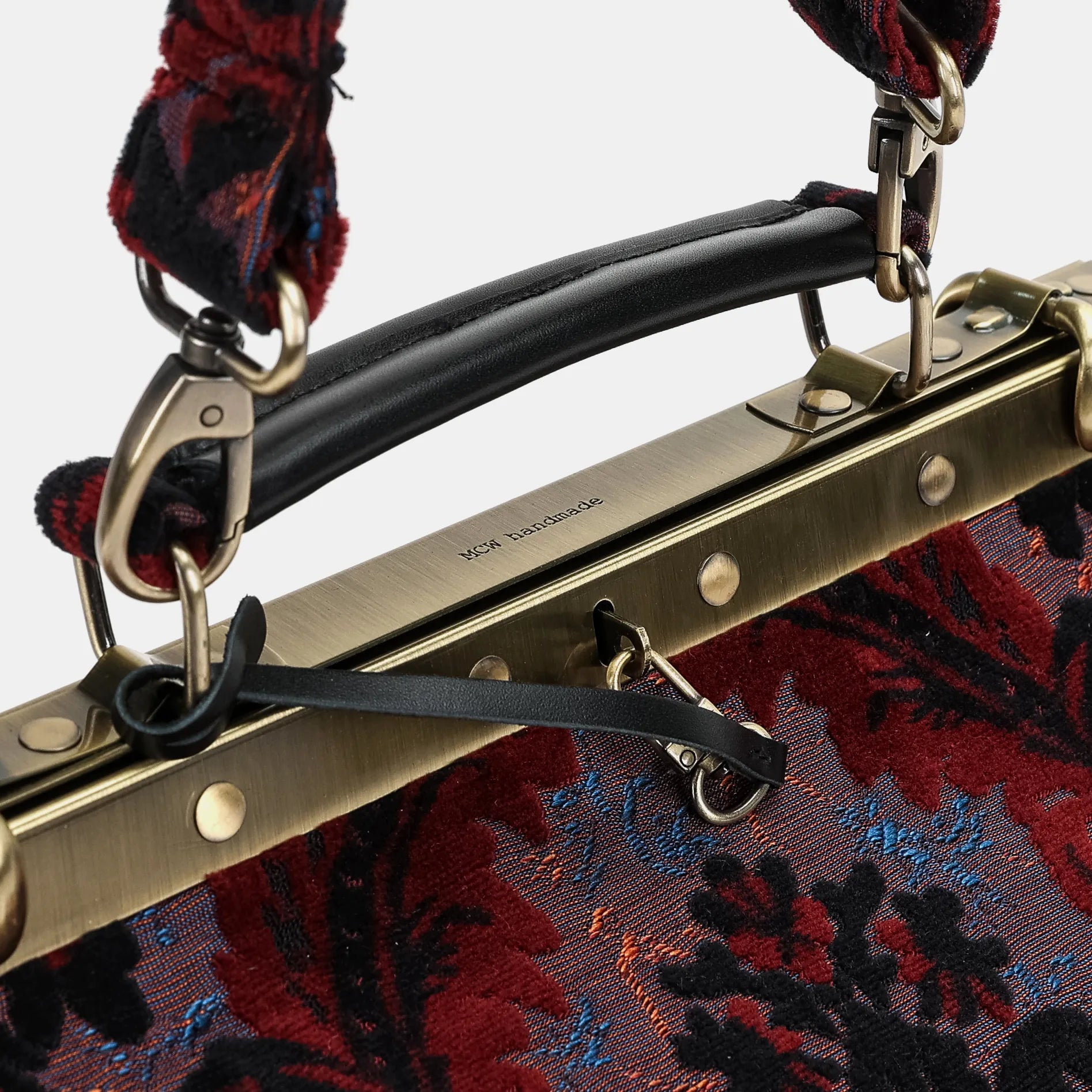 Burnout Velvet Revival Sephia Vivienne Carpet Purse Gladstone Bag handle
