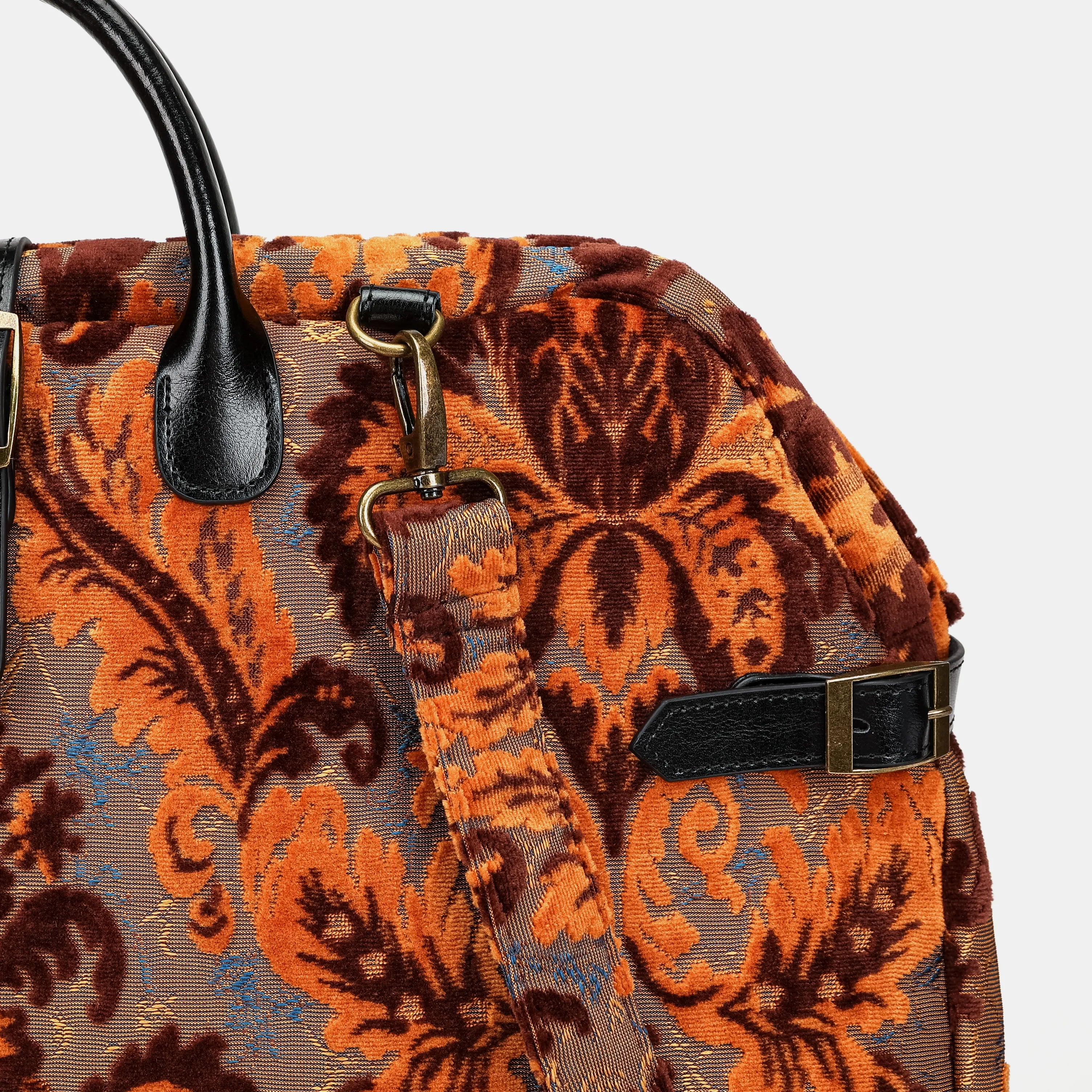 Burnout Velvet Revival Sienna Carpet Garment Bag Carpetbag of America buckle