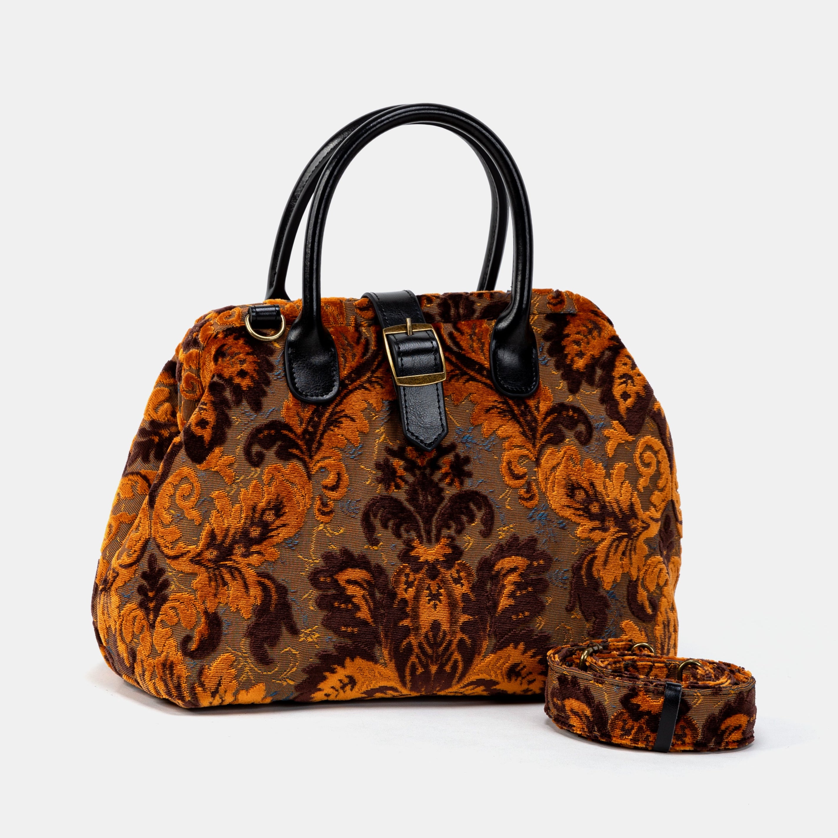 Burnout Velvet Revival Sienna Carpet Handbag Purse of America with strap