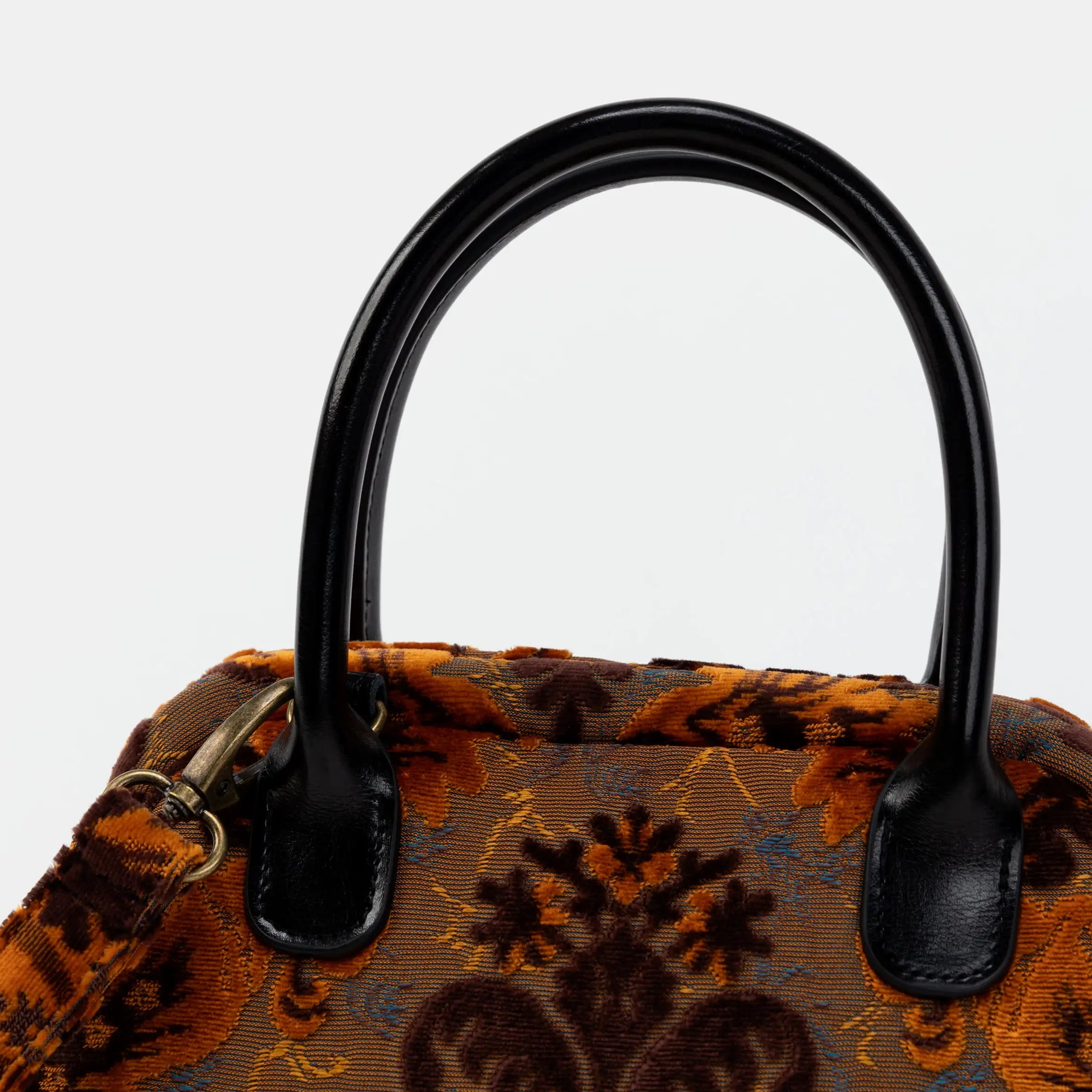 Burnout Velvet Revival Sienna Carpet Satchel Carpetbag of America detail