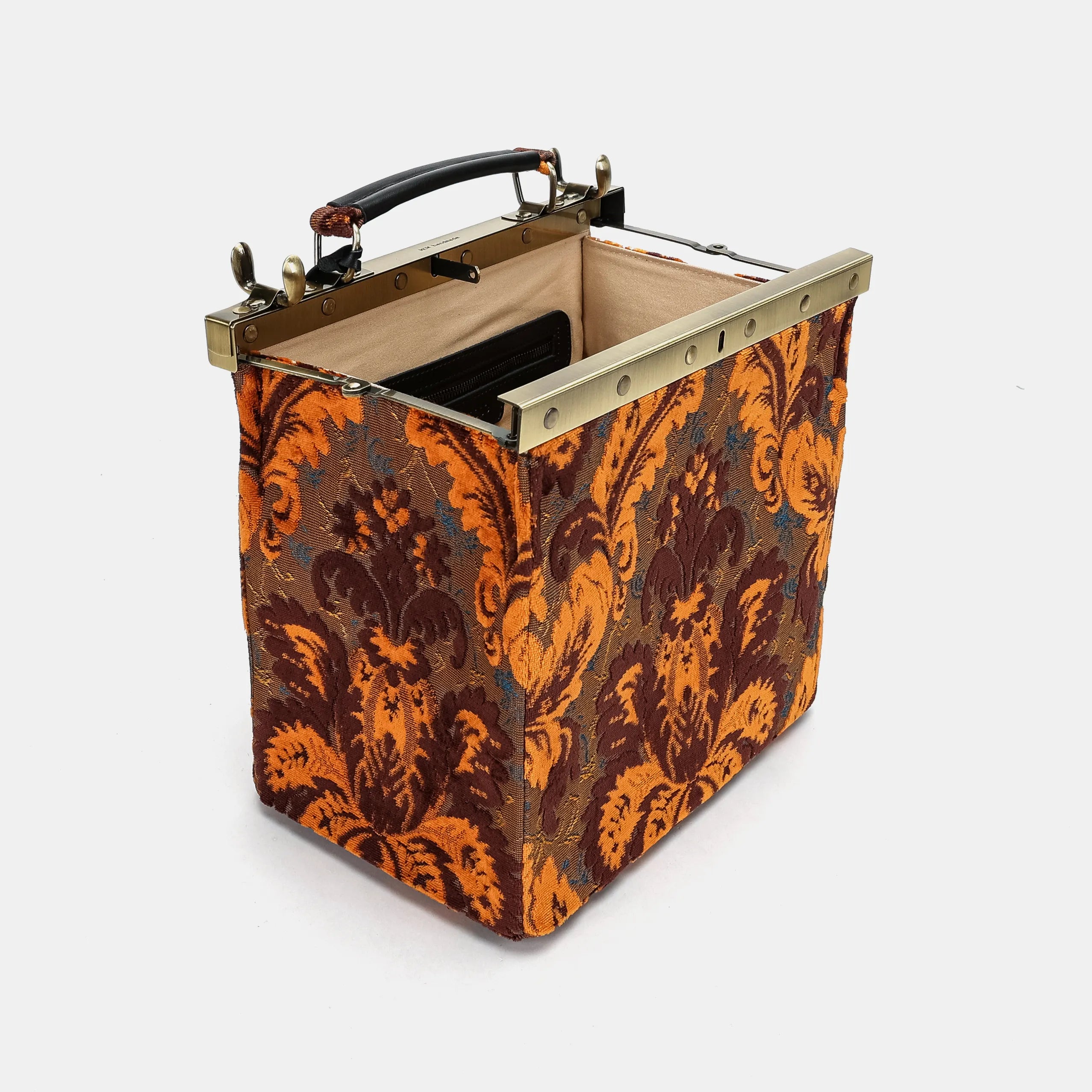 Burnout Velvet Revival Sienna Cecile Carpet Purse Gladstone Bag open and stand