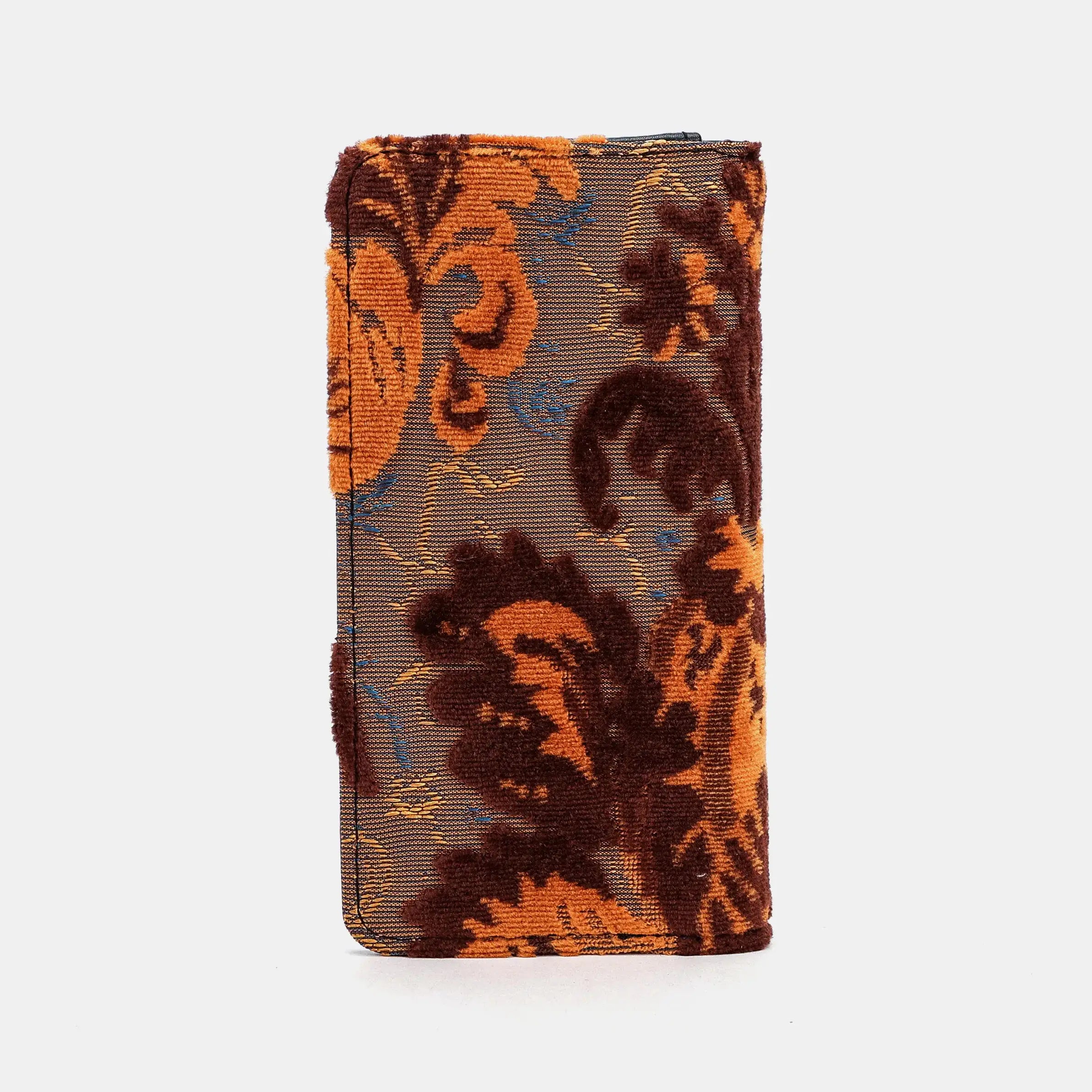 Burnout Velvet Revival Sienna Checkbook Cover of Ameirca back