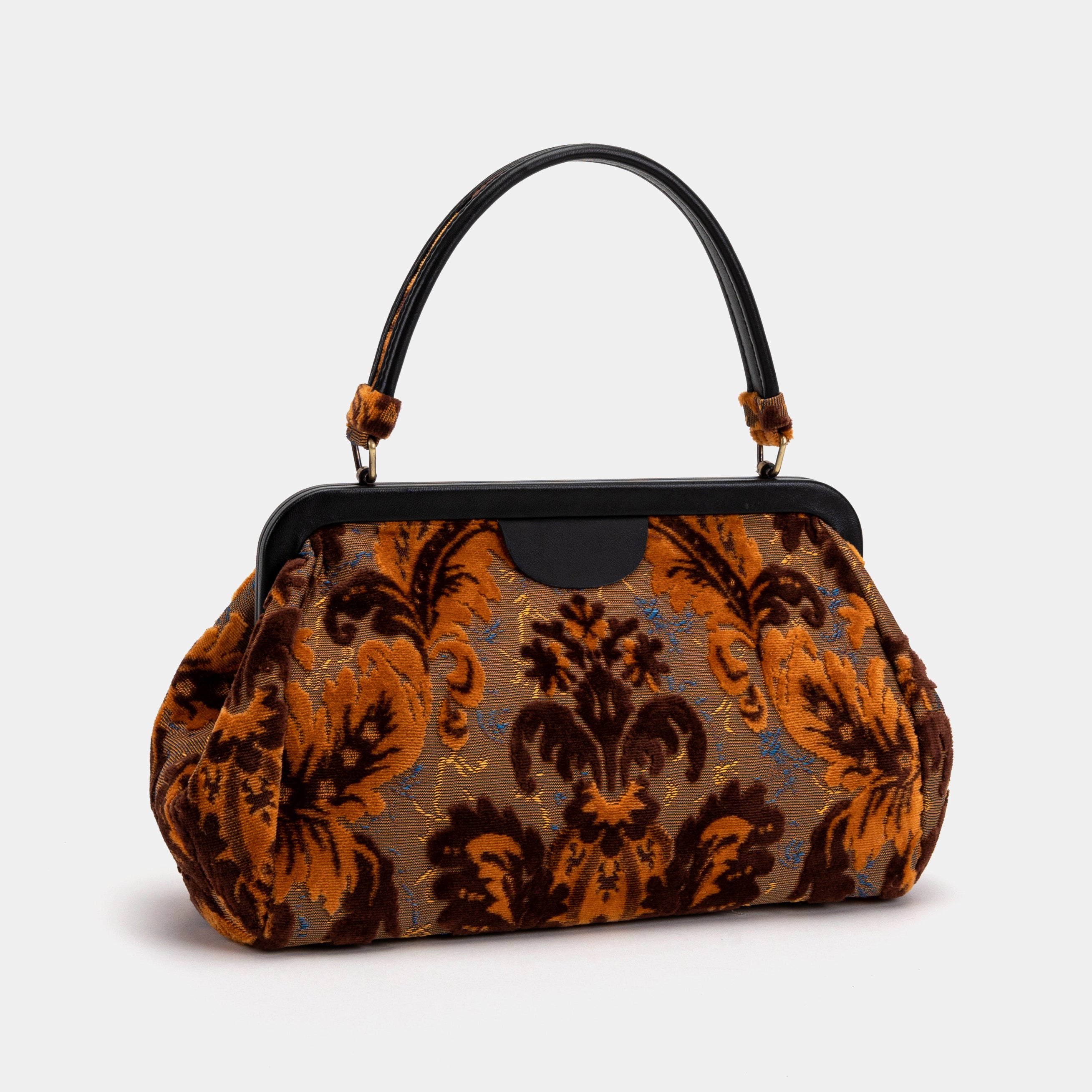 Burnout Velvet Revival Sienna Top Handle Purse carpet bag front
