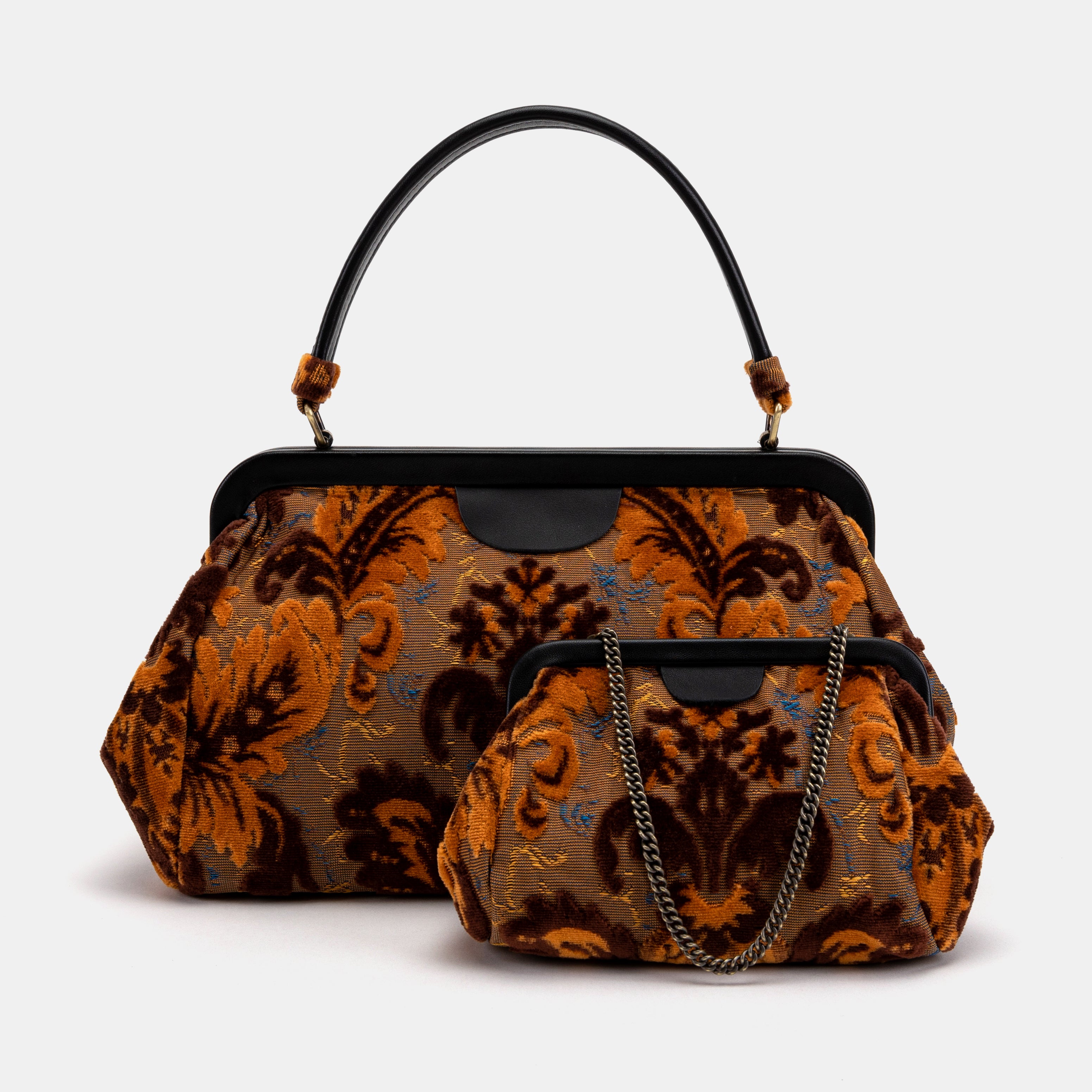 Burnout Velvet Revival Sienna Top Handle Purse carpet bag of America different size