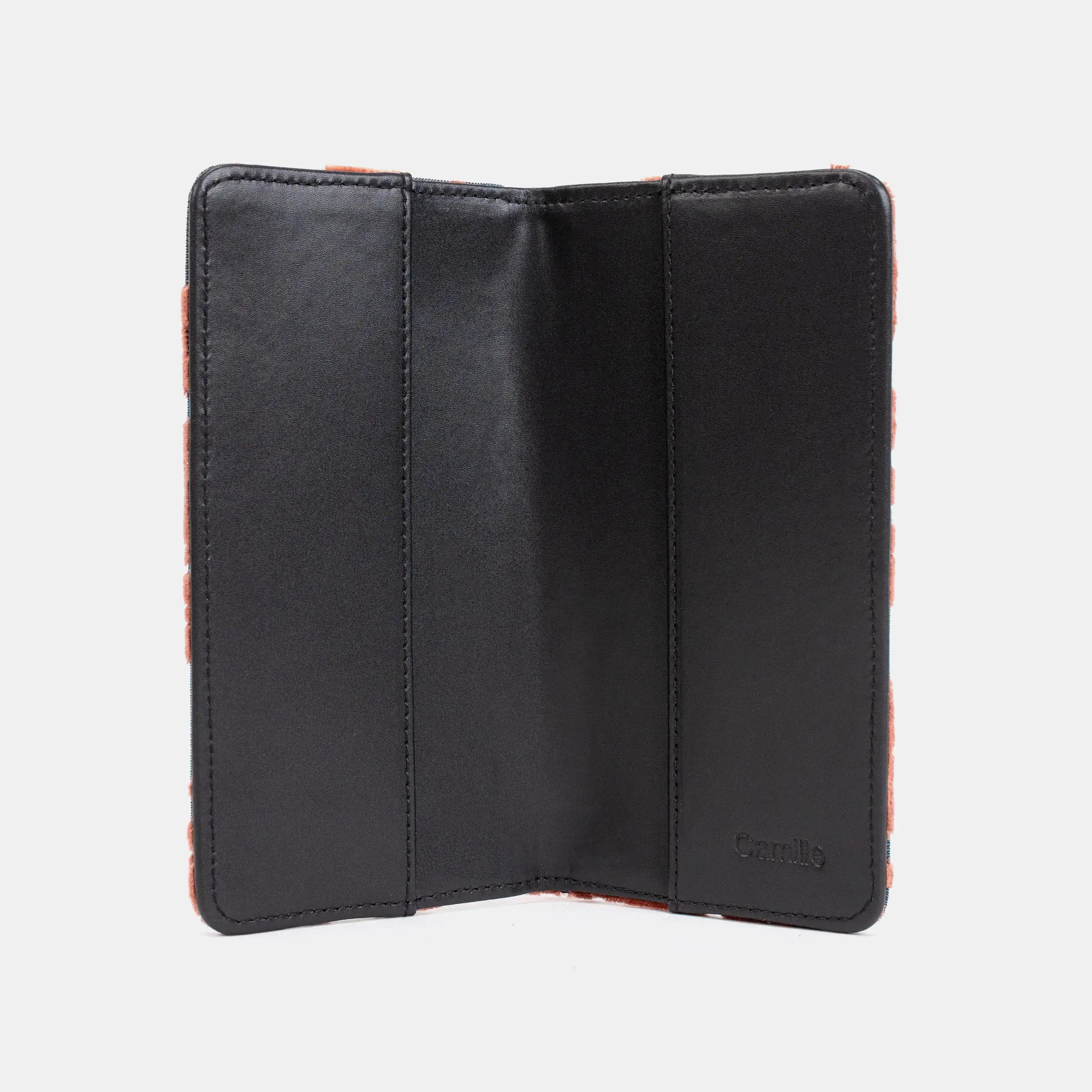 Burnout Velvet St Tropez Scuba Coral Checkbook Cover of America open