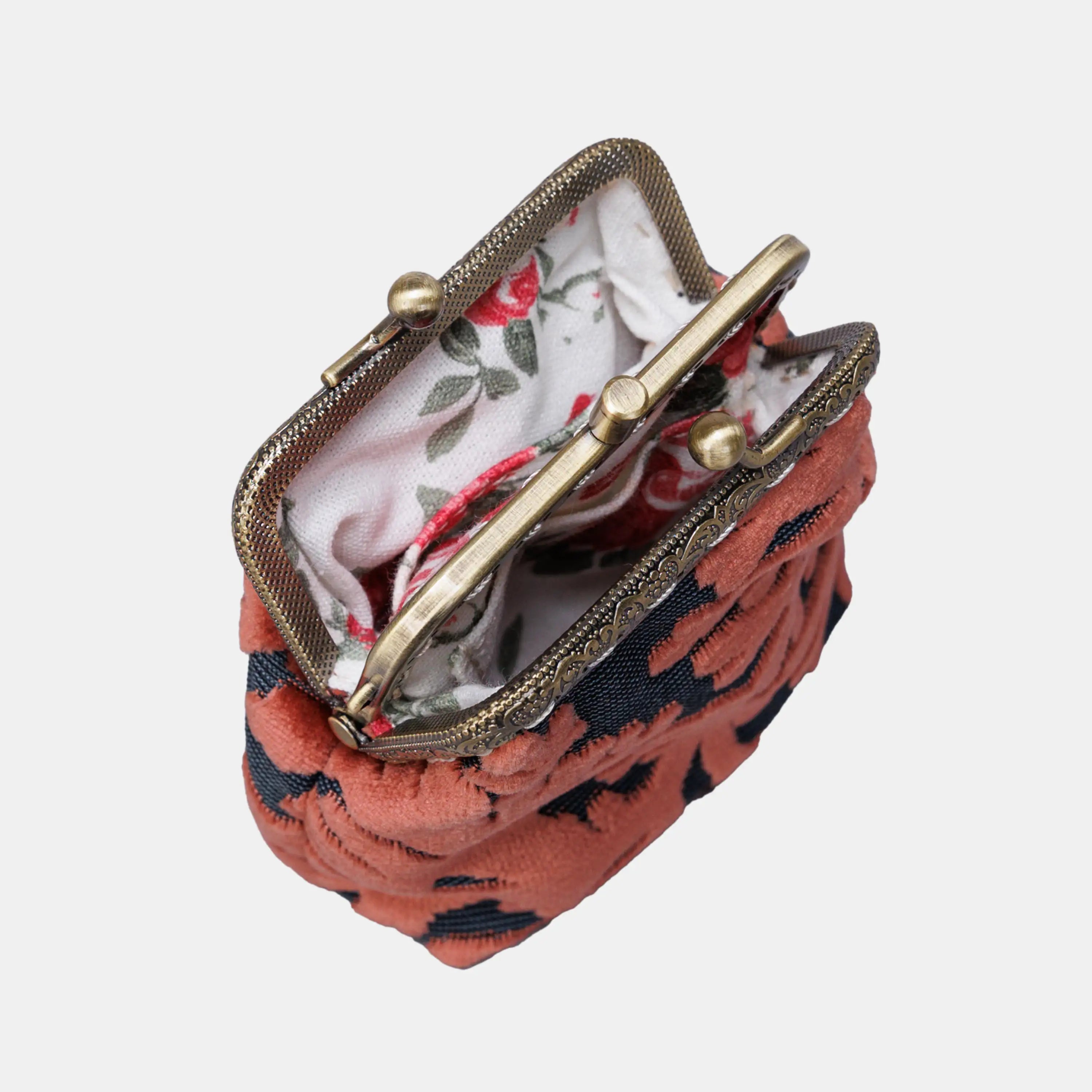 St Tropez Scuba Coral Double Kiss Clasp Coin Purse of America Front side opens-3