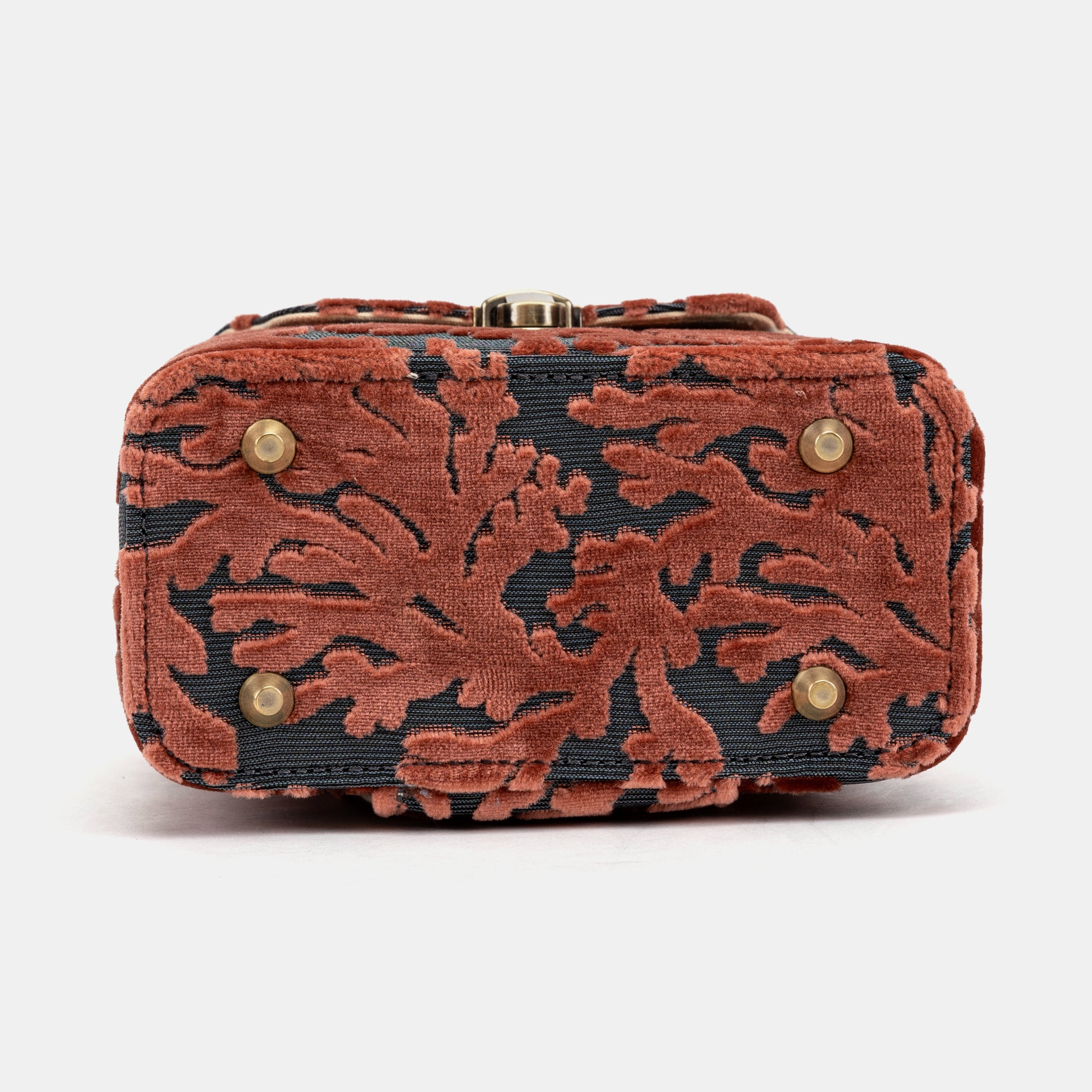 Burnout Velvet St Tropez Scuba Coral Emma Small Train Case Crossbody of America bottom
