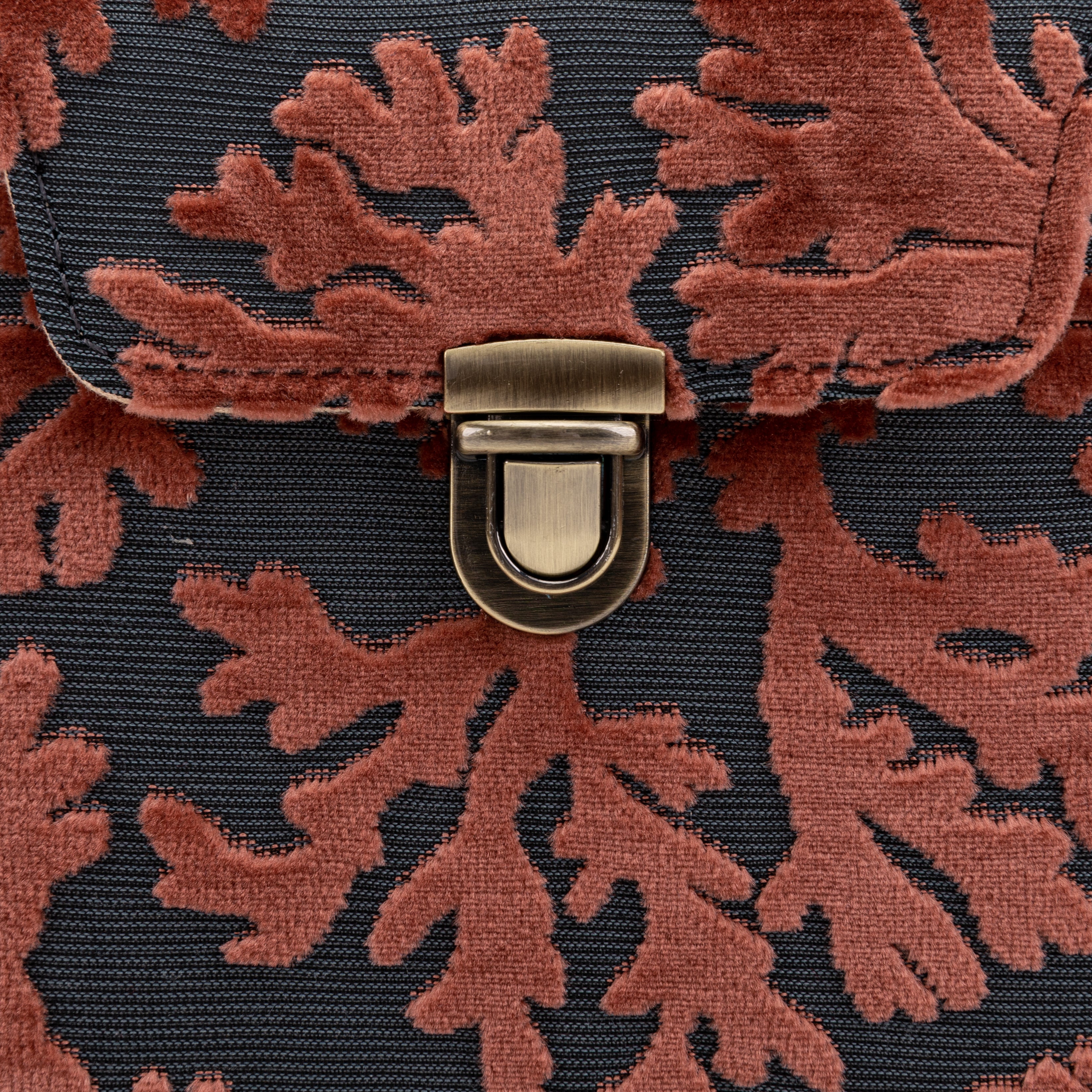Burnout Velvet St Tropez Scuba Coral Emma Small Train Case Crossbody of America tuck lock