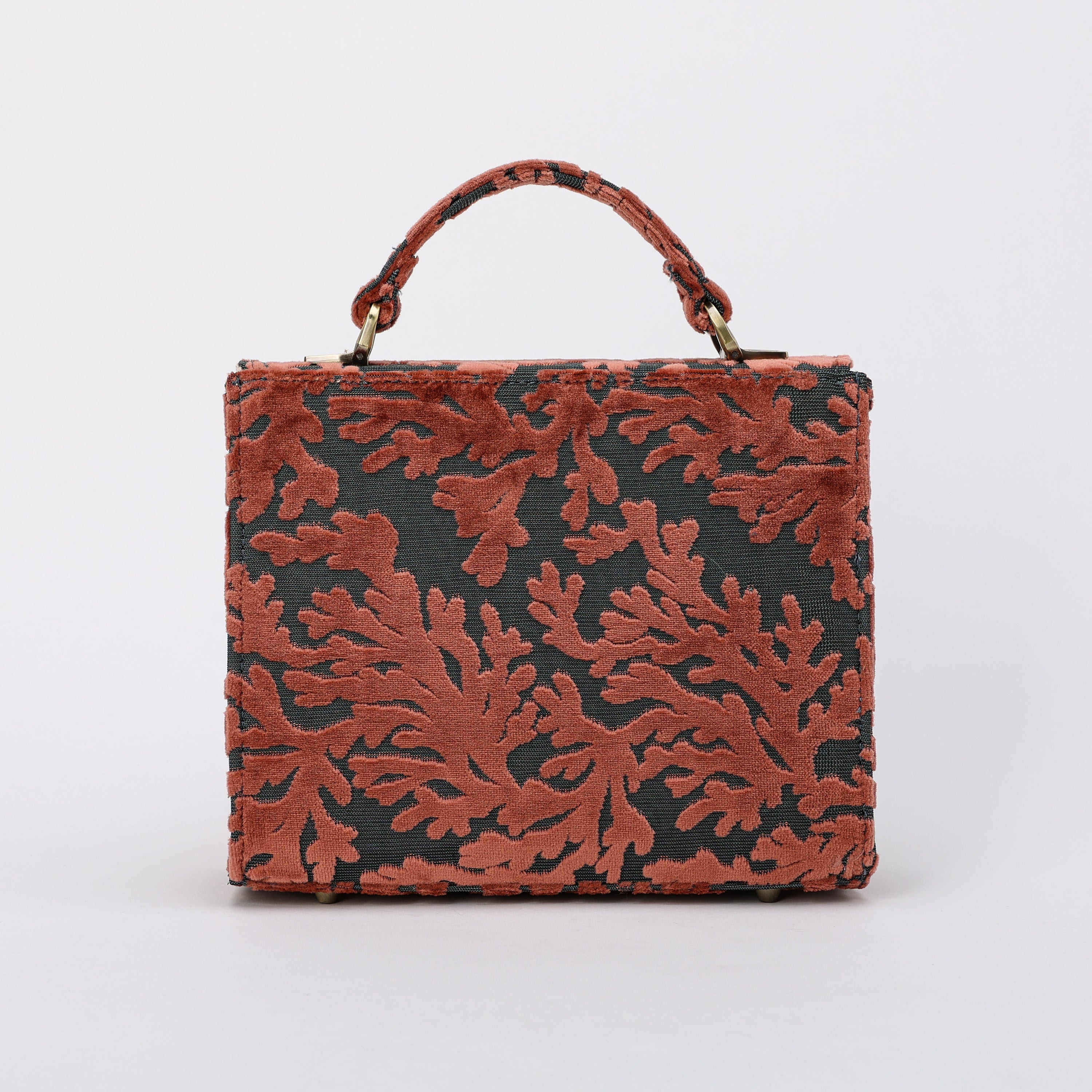 Burnout Velvet St Tropez Scuba Coral Flap Satchel Carpetbag of America back