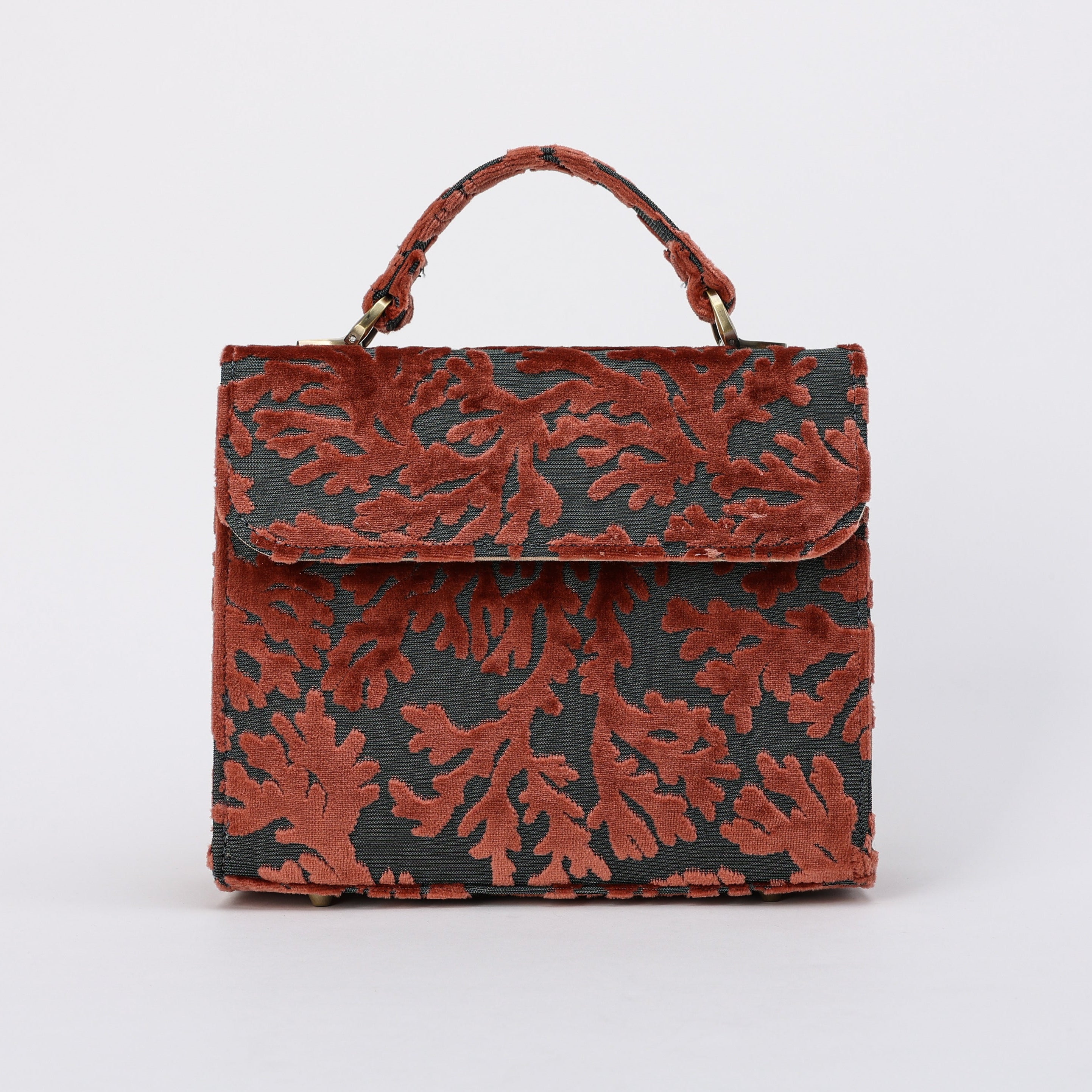 Burnout Velvet St Tropez Scuba Coral Flap Satchel Carpetbag of America main
